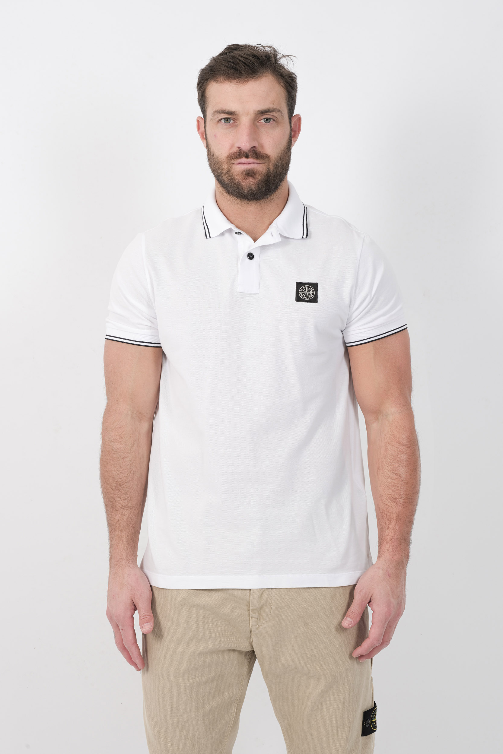 POLO STONE ISLAND BLANC 2200010-V1001