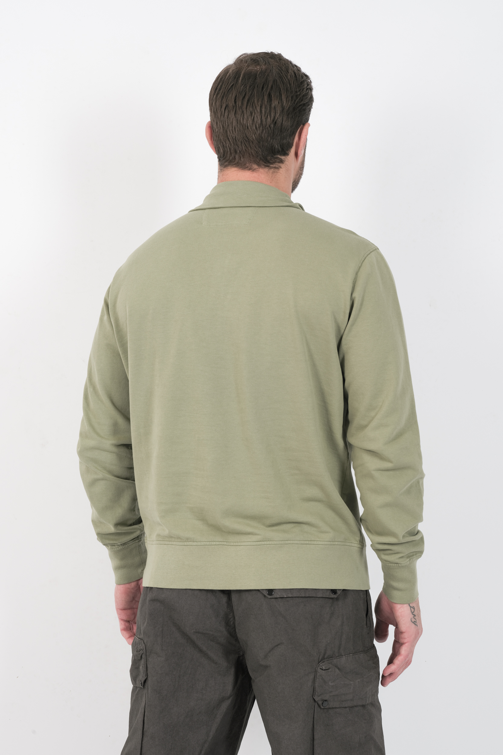 SWEAT CP COMPANY COL ZIPPE VERT AMANDE S022A-610