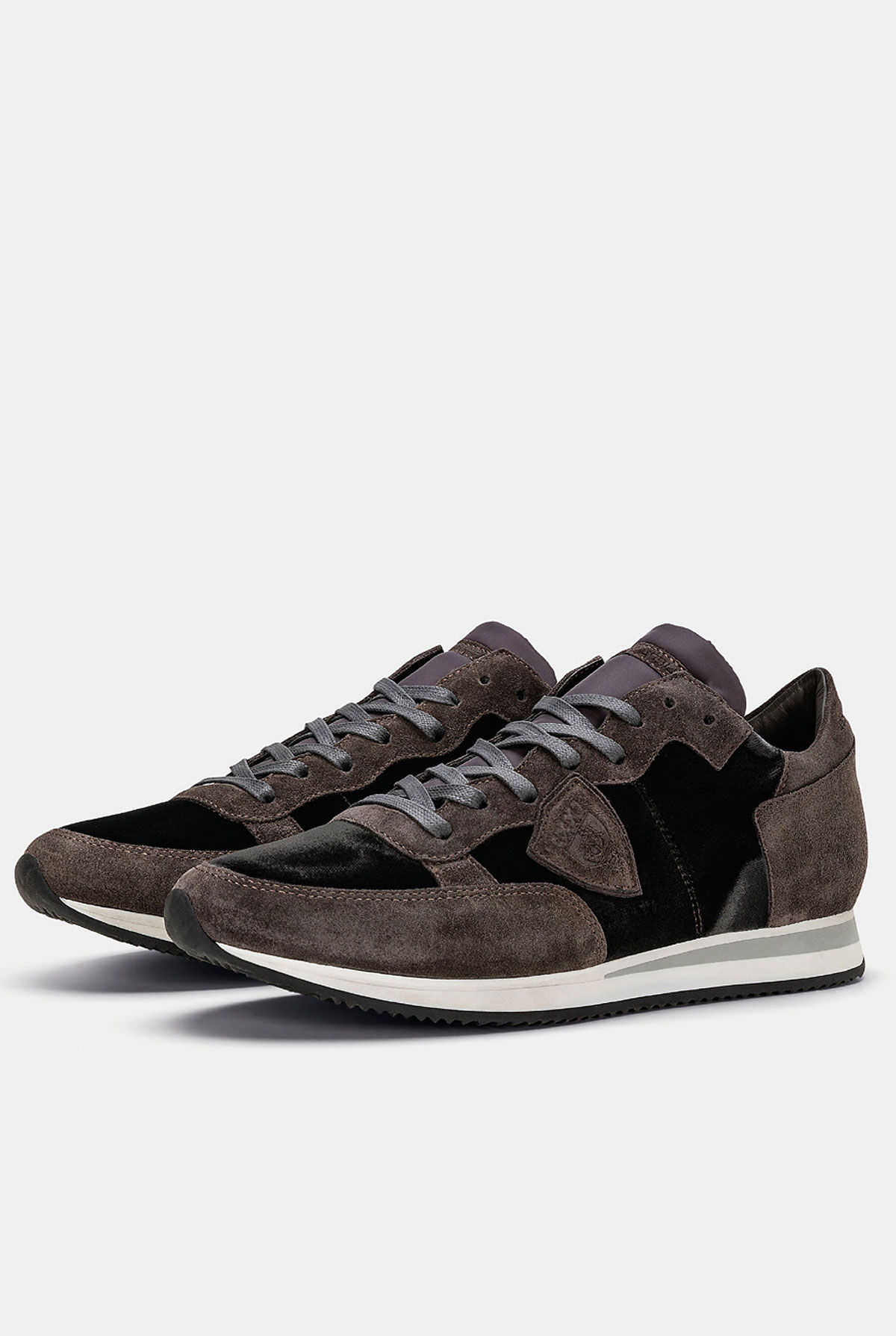 BASKETS PHILLIPE MODEL VELOURS GRIS TRLU-EV09