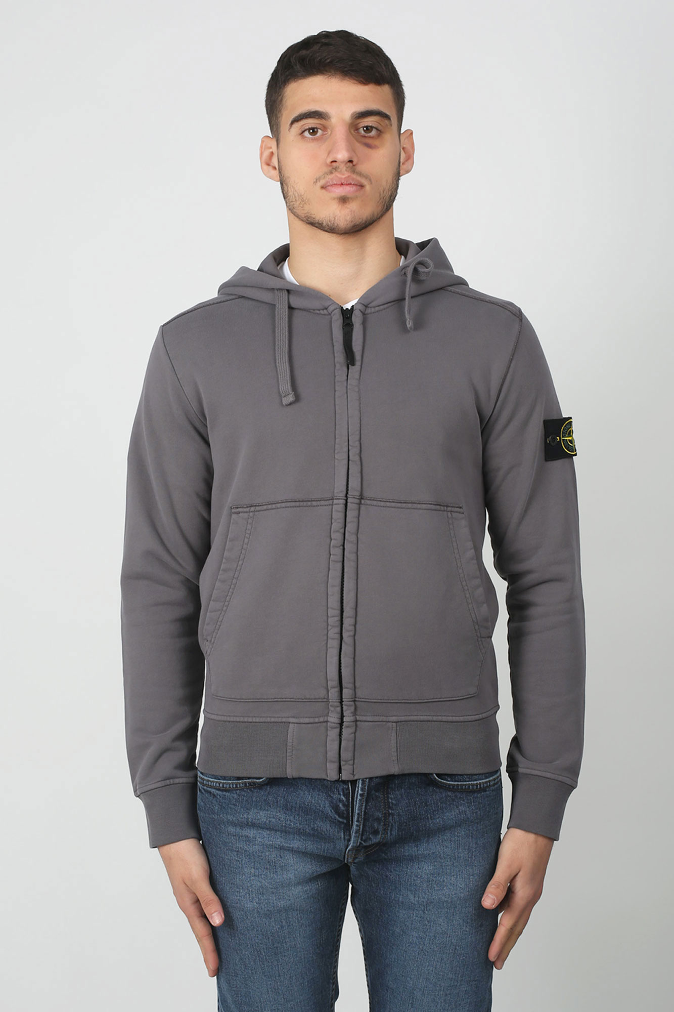 SWEAT-SHIRT ZIPPÉ STONE ISLAND BLEU GRIS 701560251-V0063