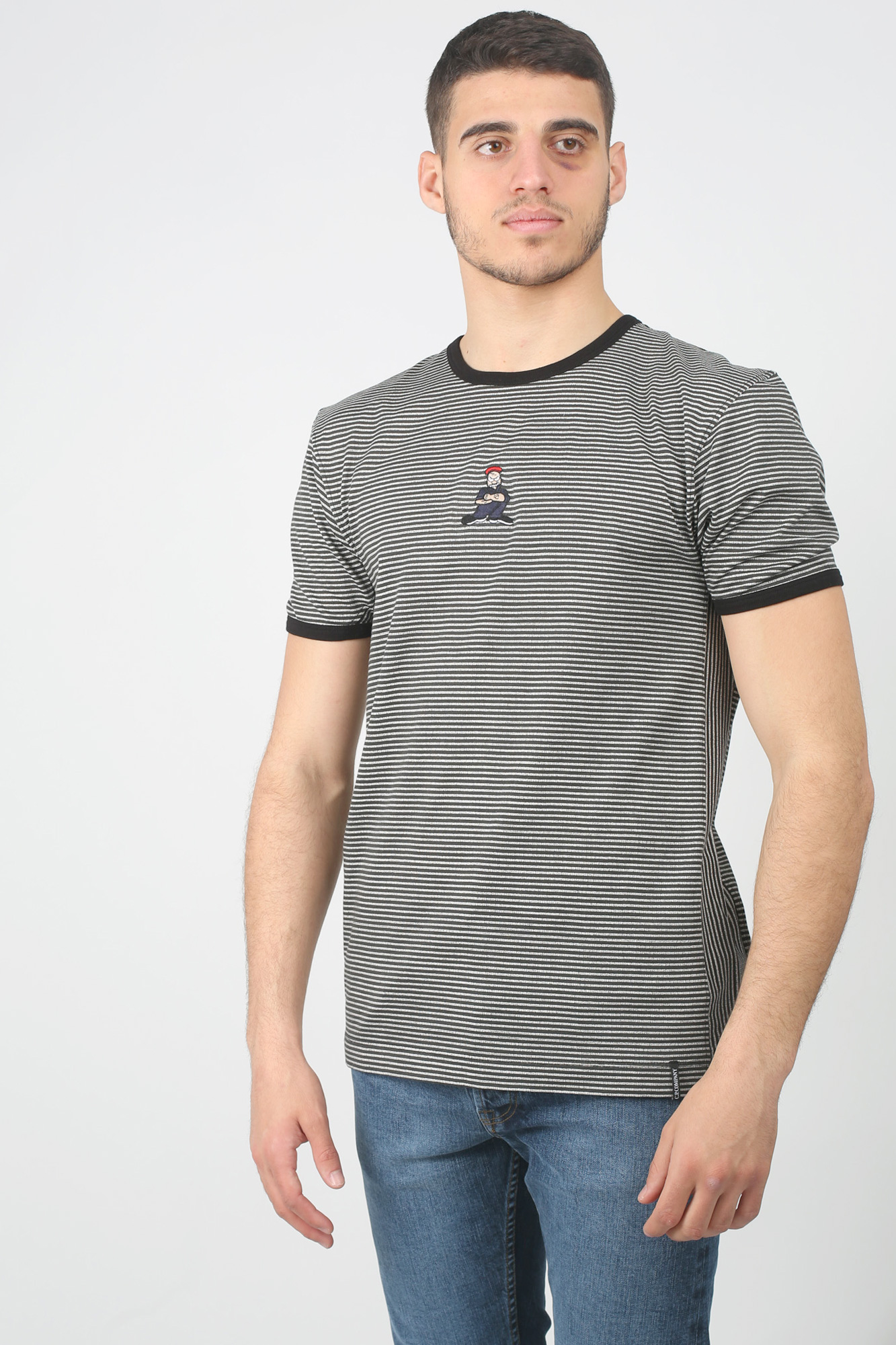 T-SHIRT C.P. COMPANY RAYÉ NOIR ET BLANC S227A5436P-999