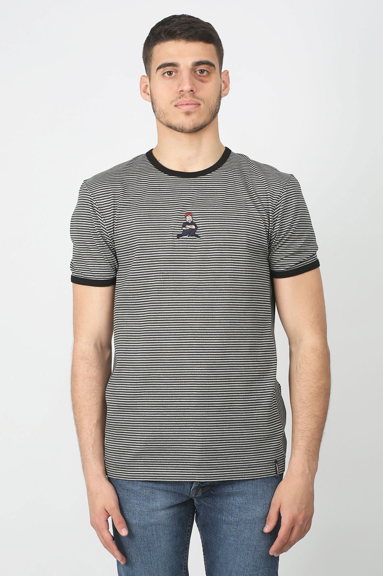 T-SHIRT C.P. COMPANY RAYÉ NOIR ET BLANC S227A5436P-999