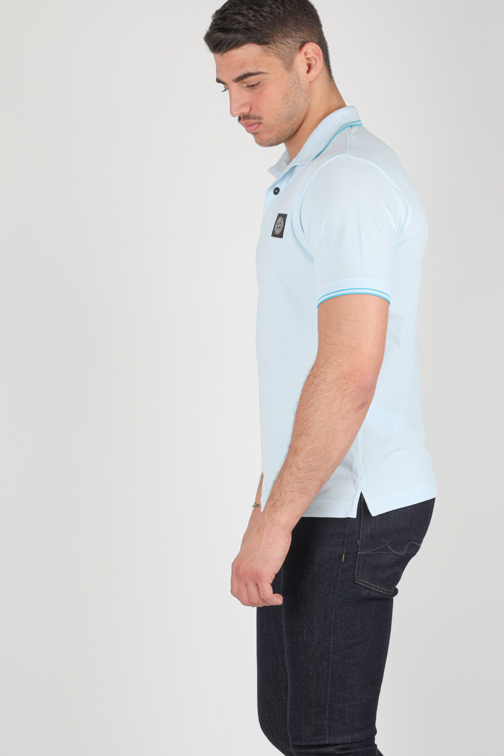 POLO STONE ISLAND BLEU CIEL PIQUE STRETCH 741522S18-V5041