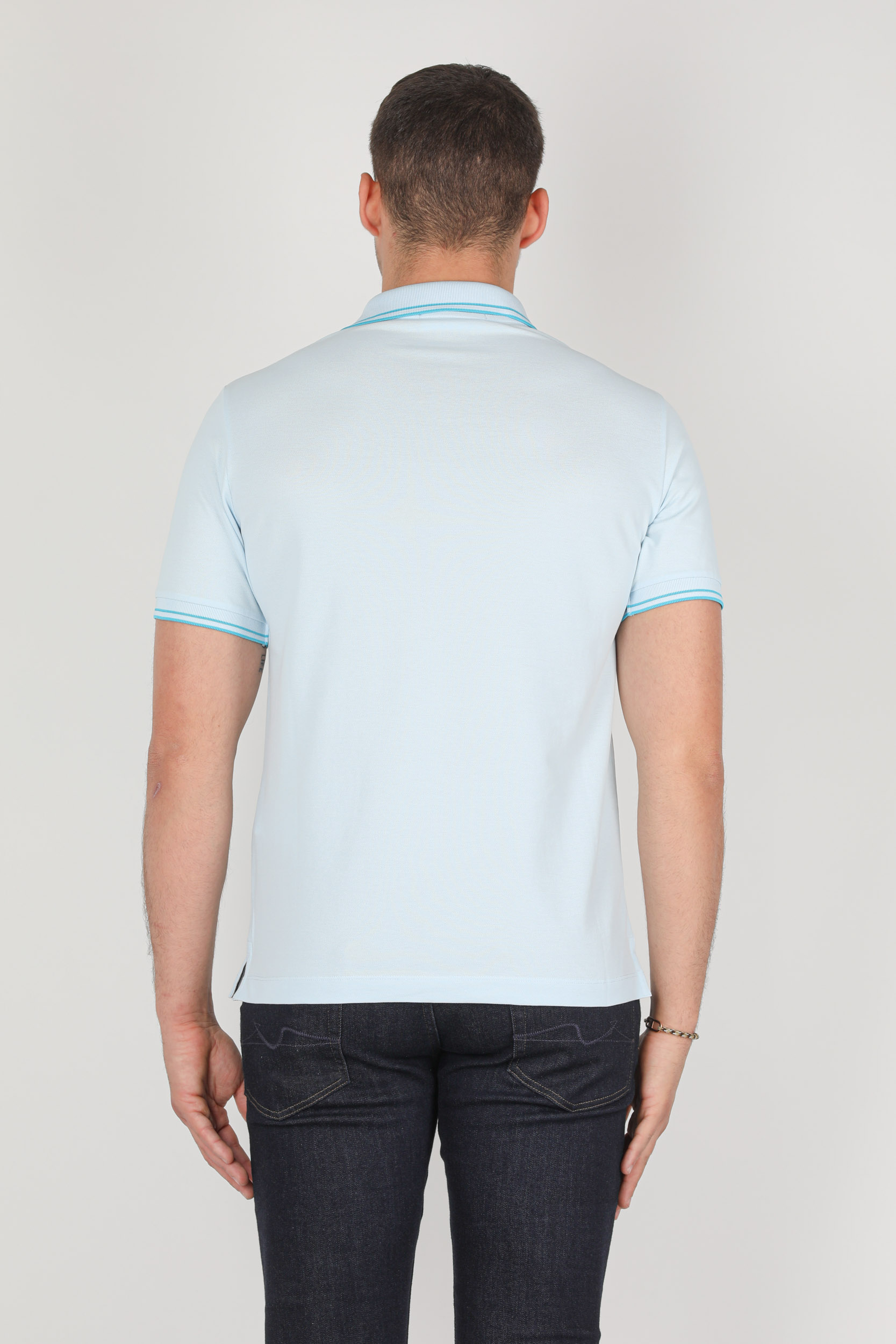 POLO STONE ISLAND BLEU CIEL PIQUE STRETCH 741522S18-V5041