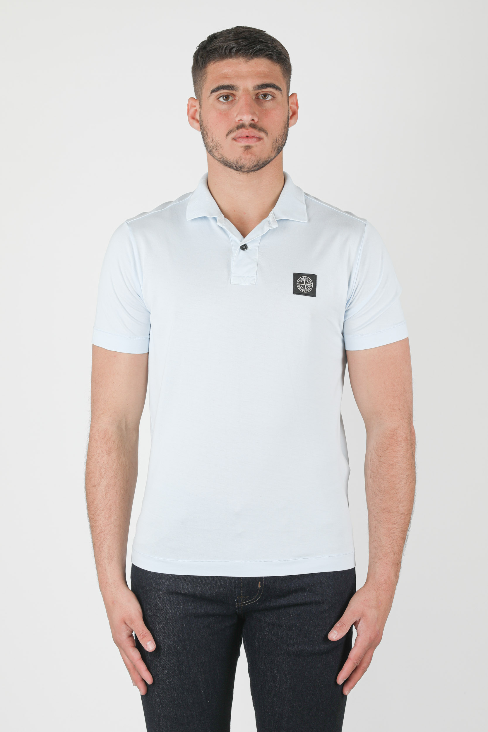 POLO STONE ISLAND JERSEY COTON BLEU CIEL  741522613-V0041