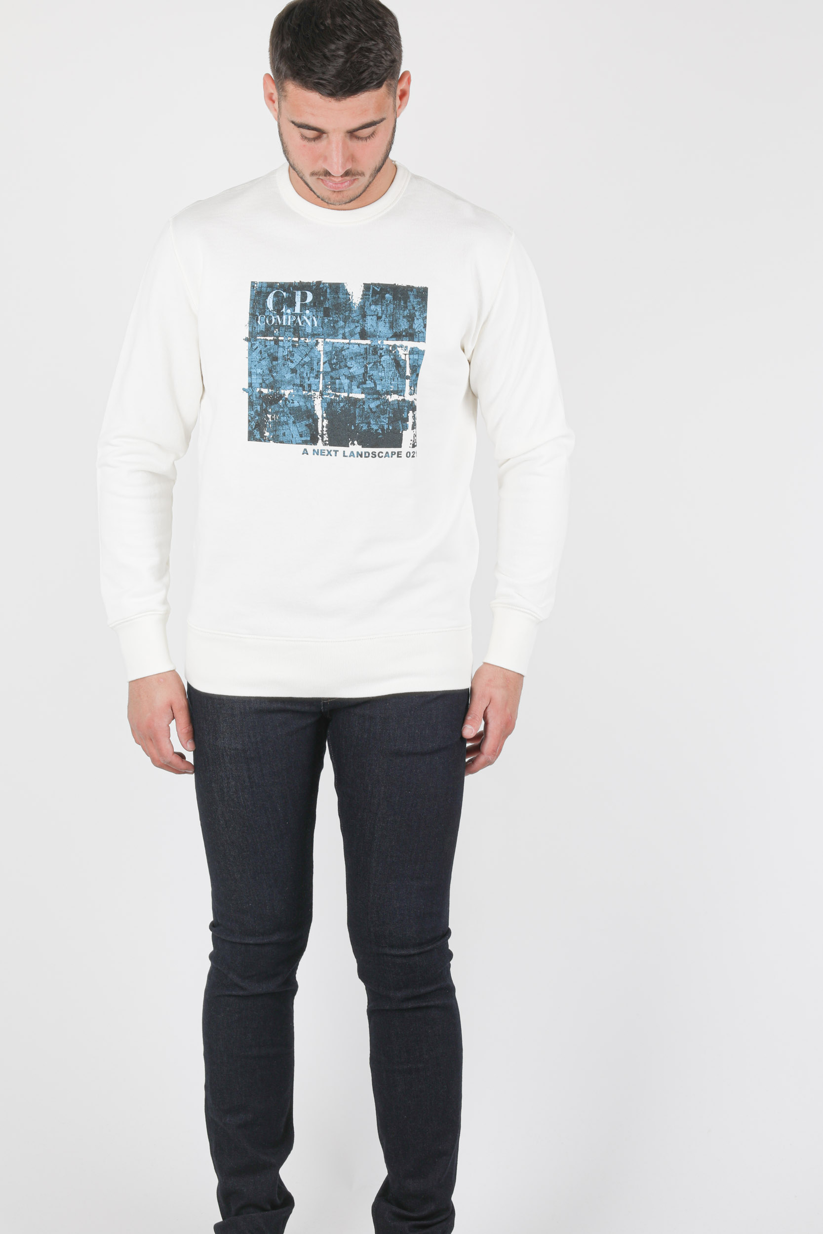 SWEAT C.P COMPANY BLANC LOGO S303A-103