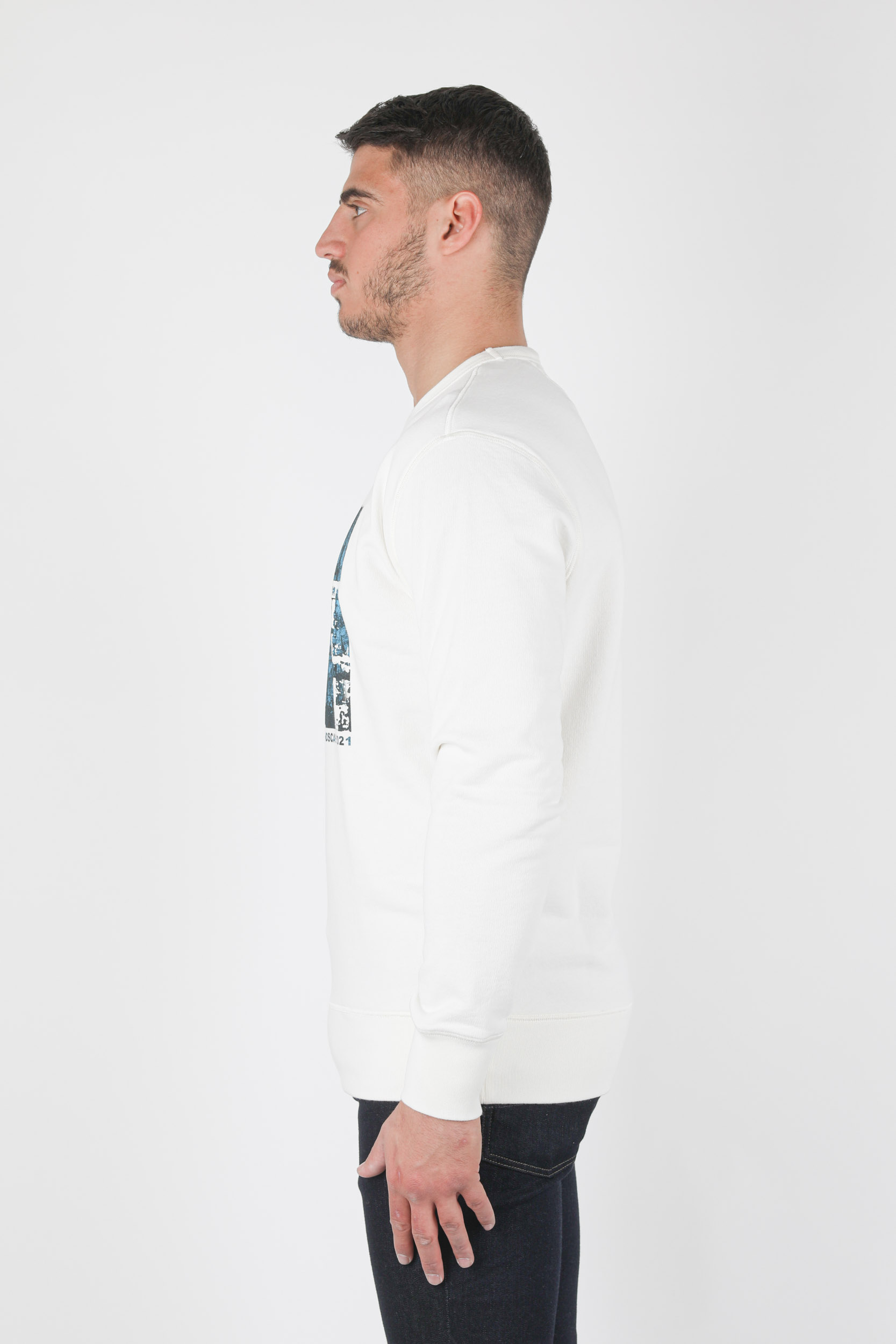 SWEAT C.P COMPANY BLANC LOGO S303A-103