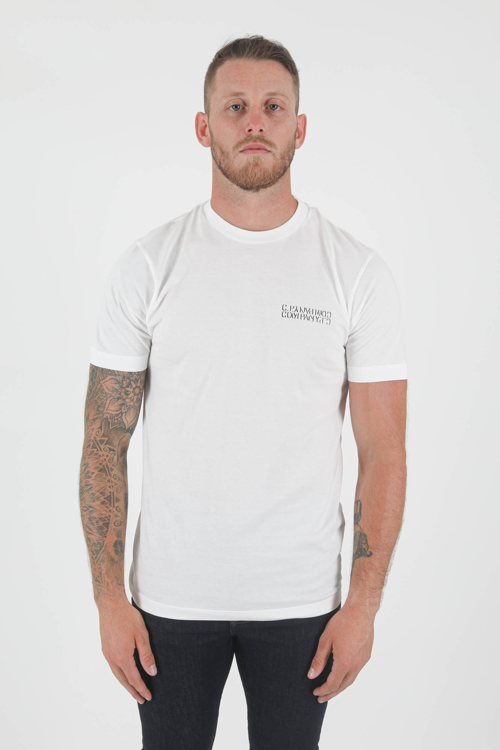 T-SHIRT C.P COMPANY BLANC LOGO S216A-103