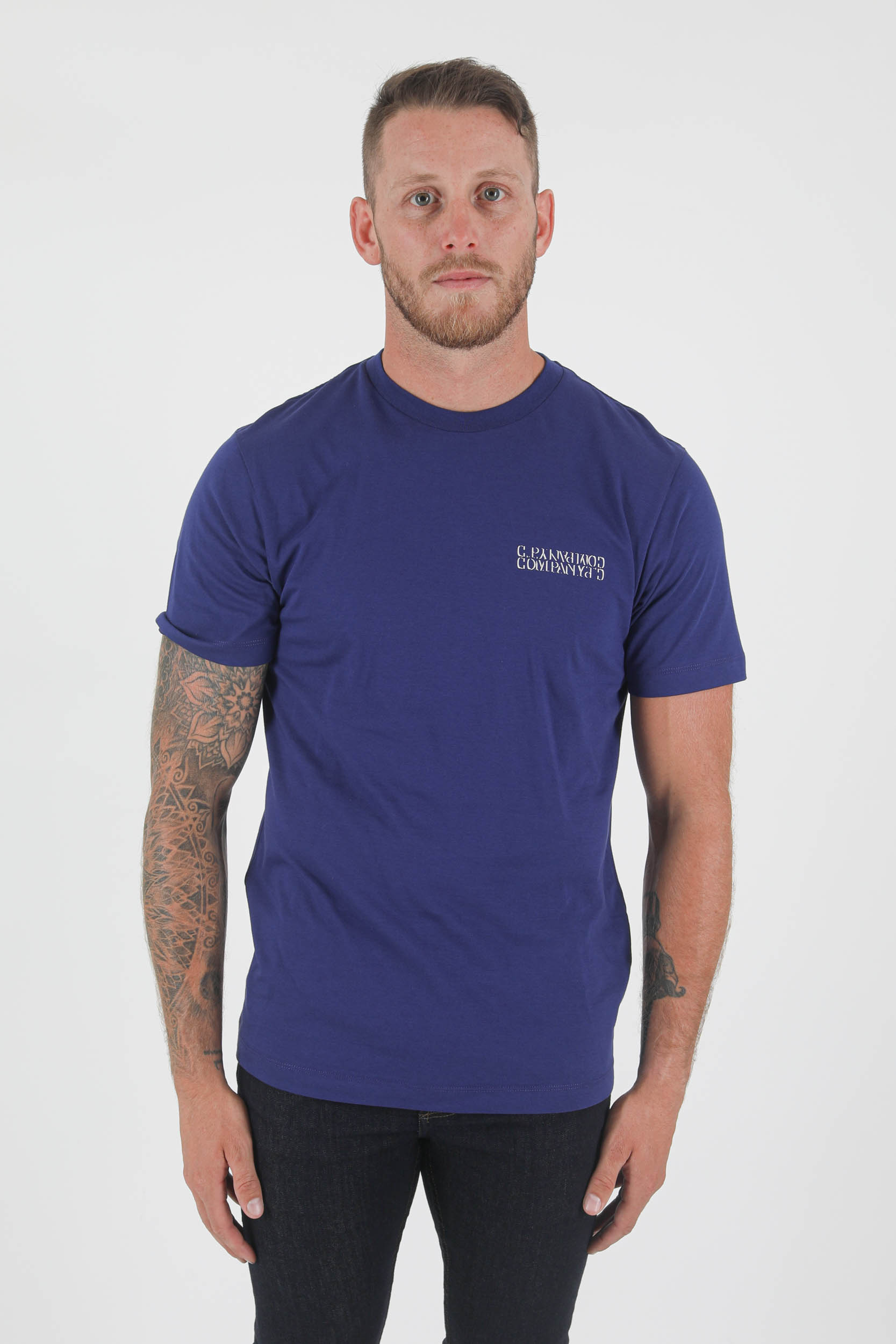 T-SHIRT C.P COMPANY BLEU LOGO S216A-878