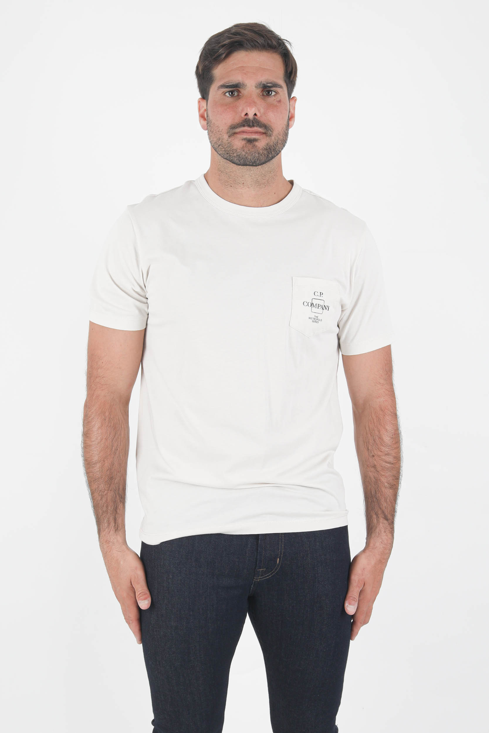 T-SHIRT JERSEY POCKET C.P COMPANY CREME S220A-116