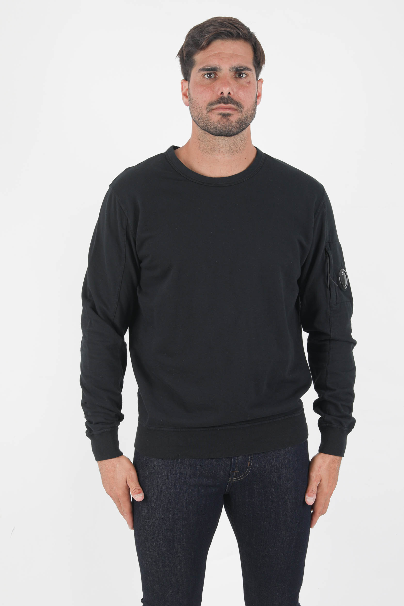 SWEAT COL ROND FIN C.P COMPANY NOIR S075A-999