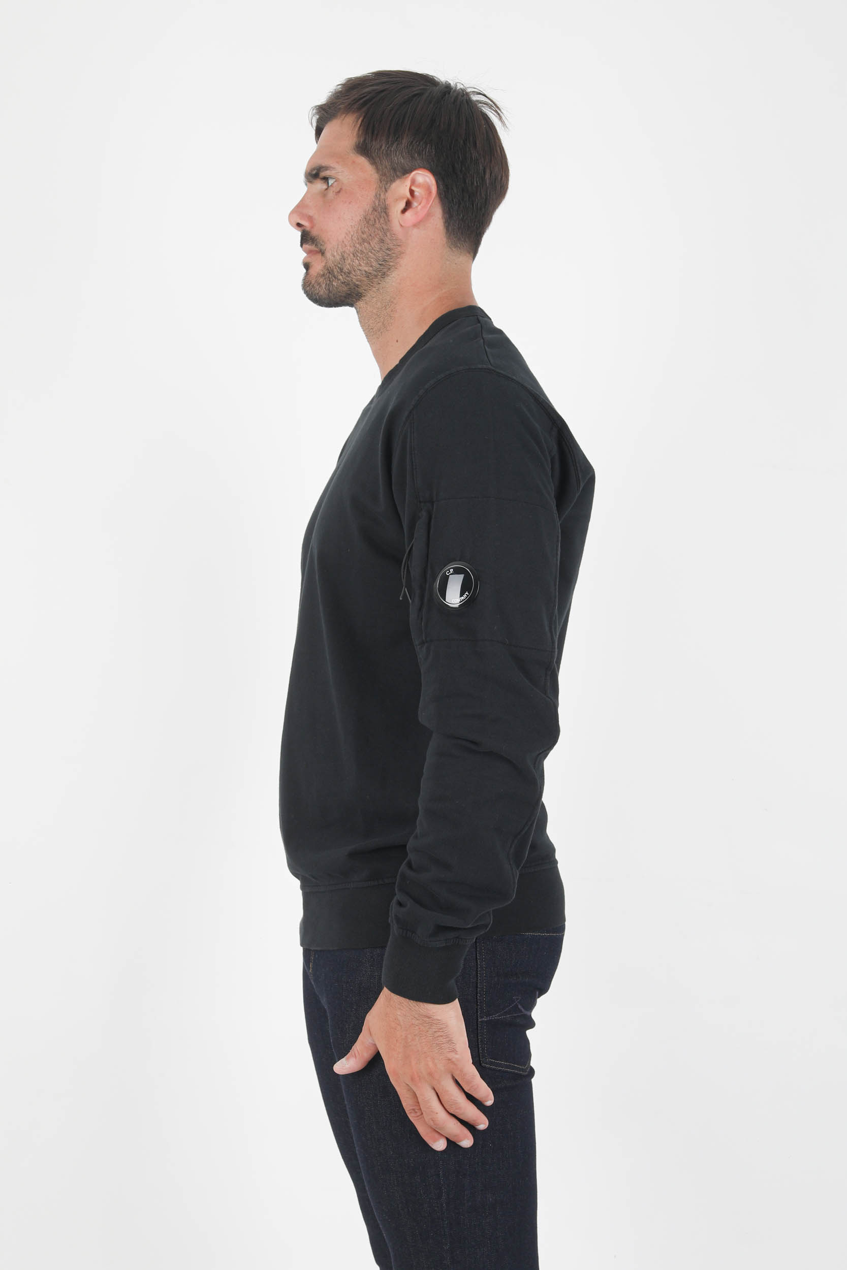 SWEAT COL ROND FIN C.P COMPANY NOIR S075A-999