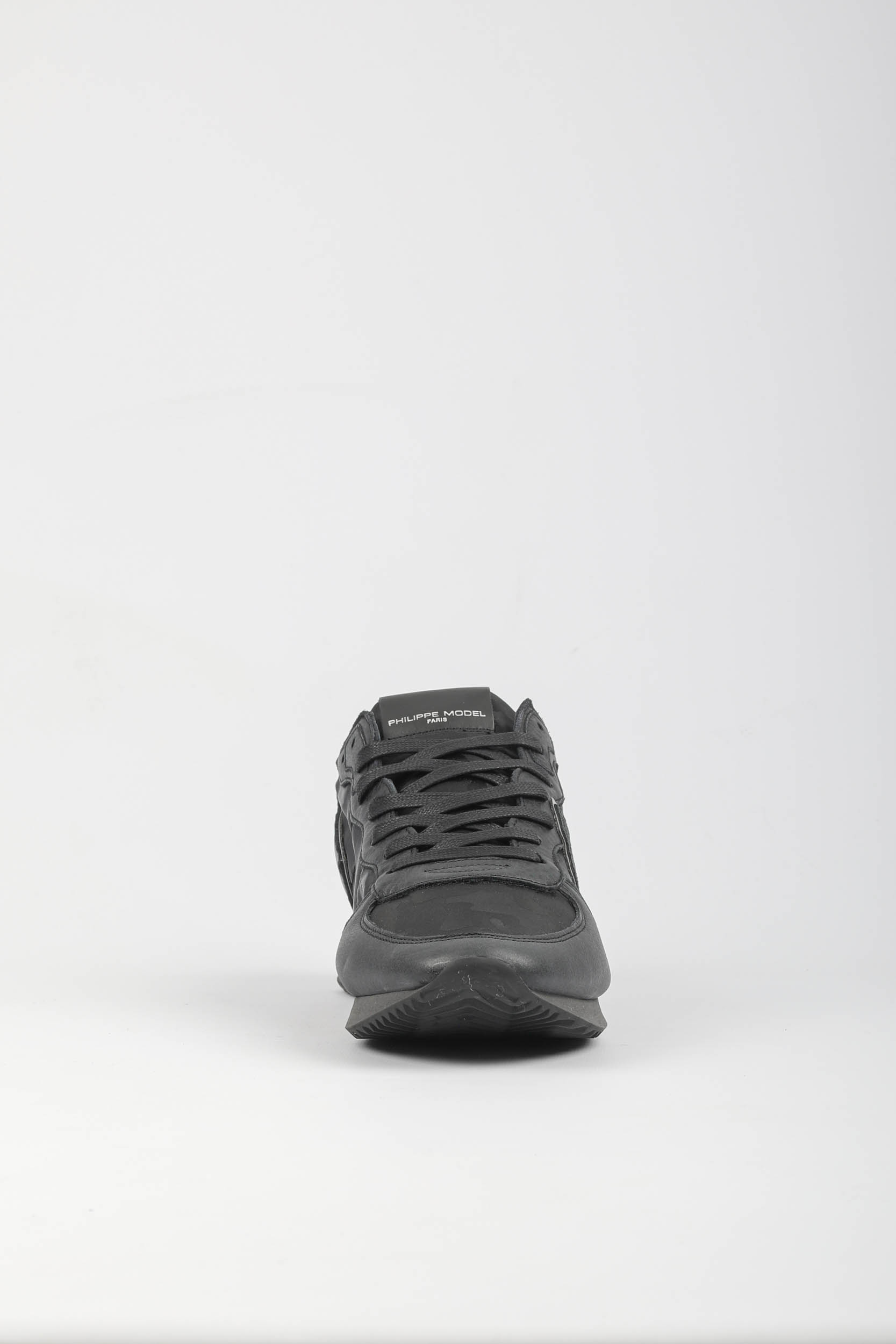 BASKETS PHILIPPE MOMDEL CUIR NOIR CAMOUFLAGE TZLU-CI02