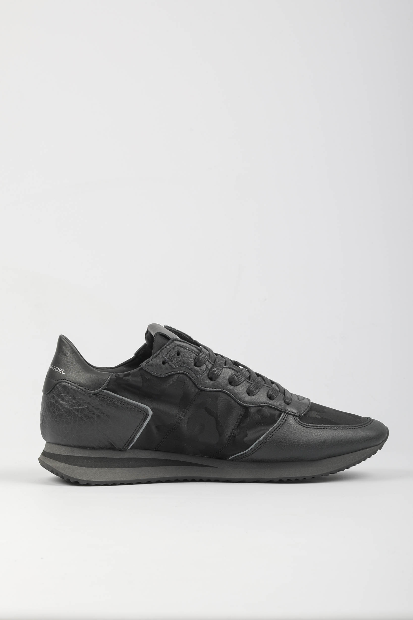 BASKETS PHILIPPE MOMDEL CUIR NOIR CAMOUFLAGE TZLU-CI02