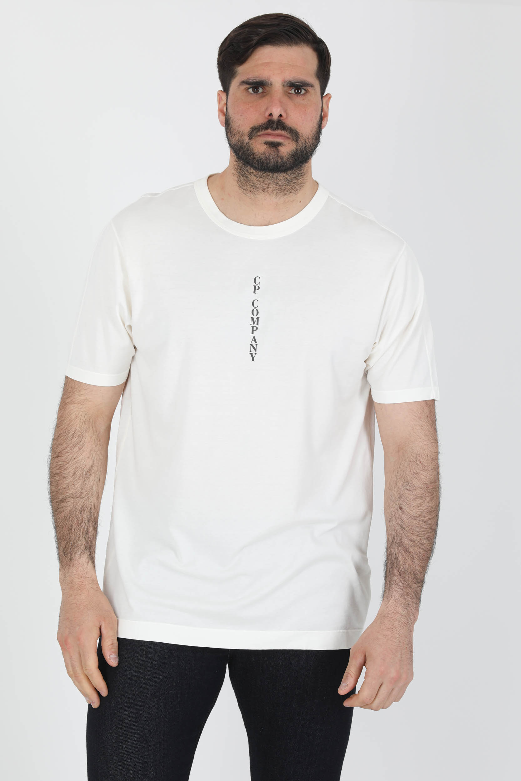 TEE-SHIRT C.P COMPANY BLANC LOGO S039A-103