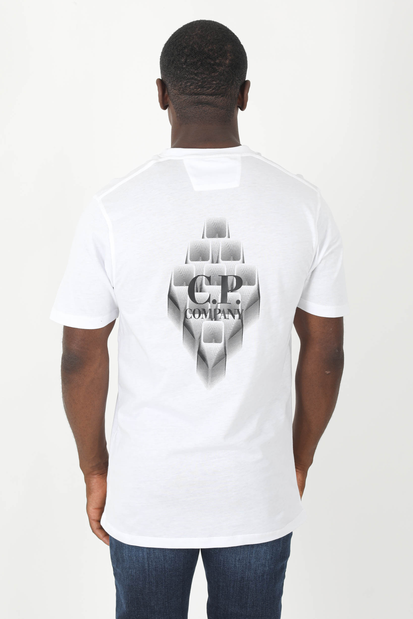 T-SHIRT C.P COMPANY BLANC LOGO S227A-103