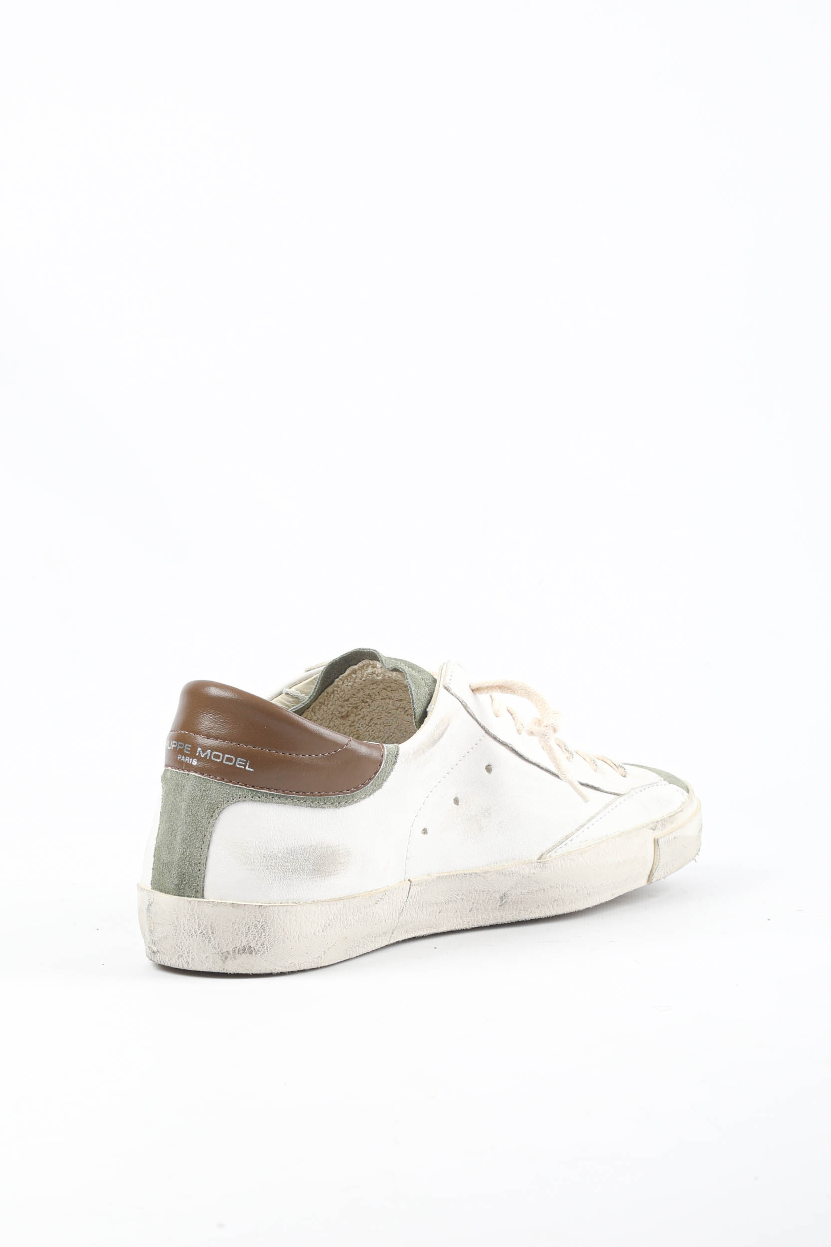 BASKETS PHILIPPE MODEL BLANCHES/KAKI PRLU-WX11