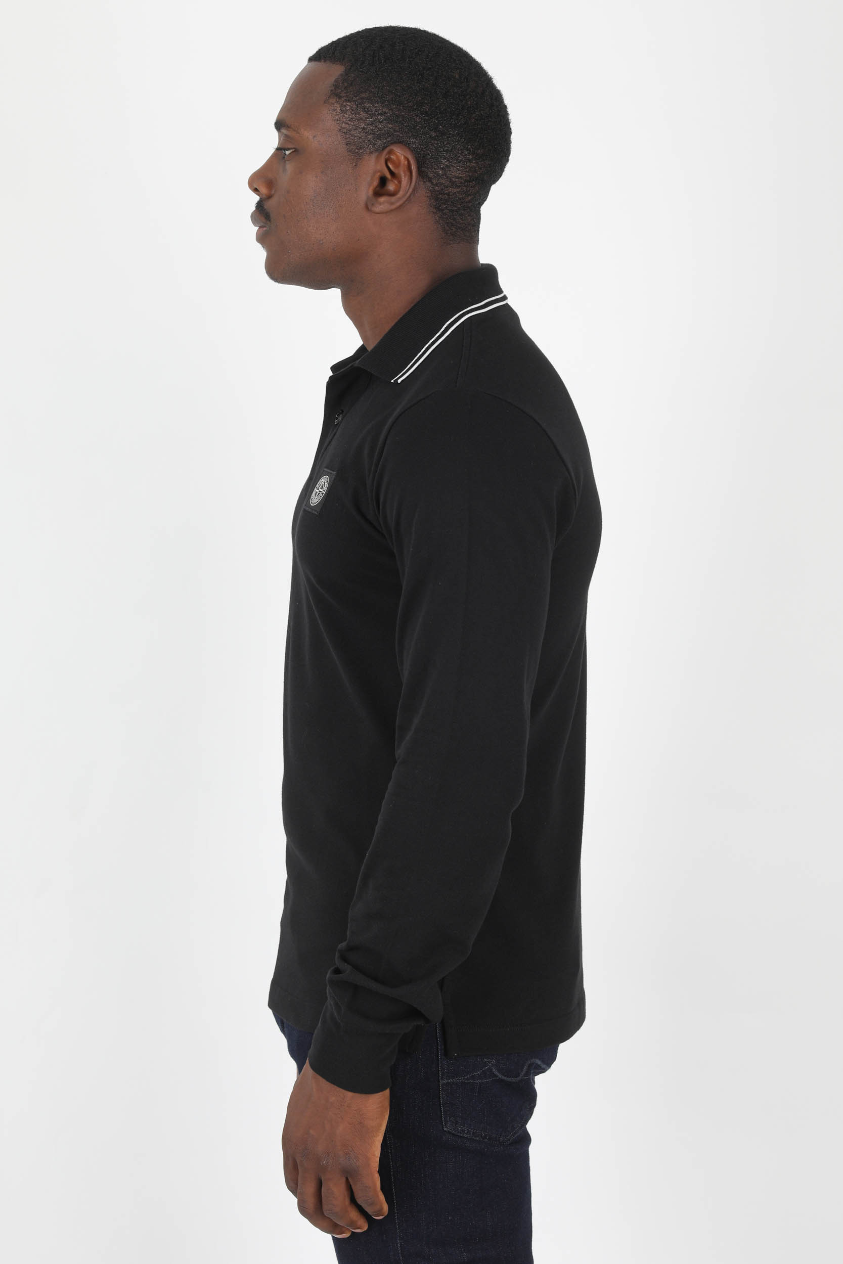 POLO MANCHES LONGUES STONE ISLAND NOIR 77152SS18-V0029