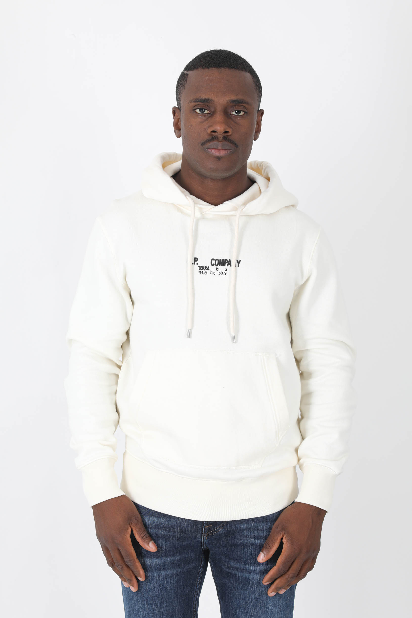 SWEAT A CAPUCHE C.P COMPANY BLANC ECLAIRS S326A-115