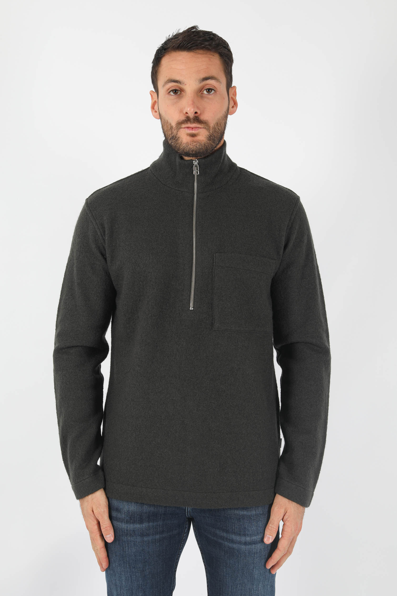 PULL DEMI ZIPPE NNO7 KAKI ANDERS-ARMY