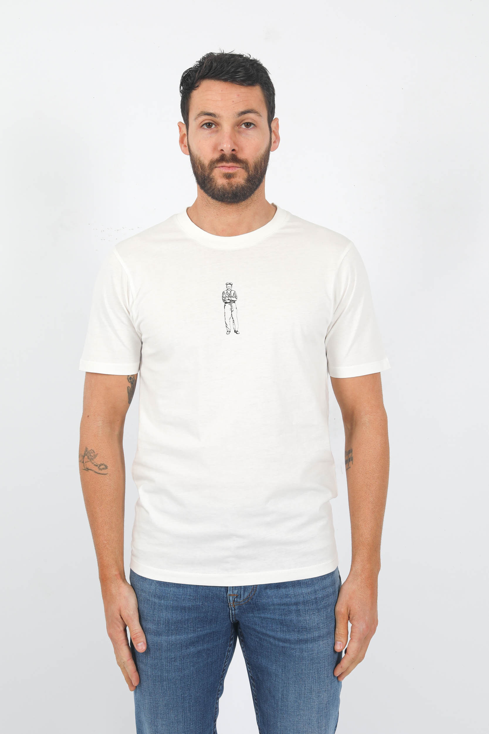 T-SHIRT C.P COMPANY BLANC LOGO HORIZONTAL S241A-103