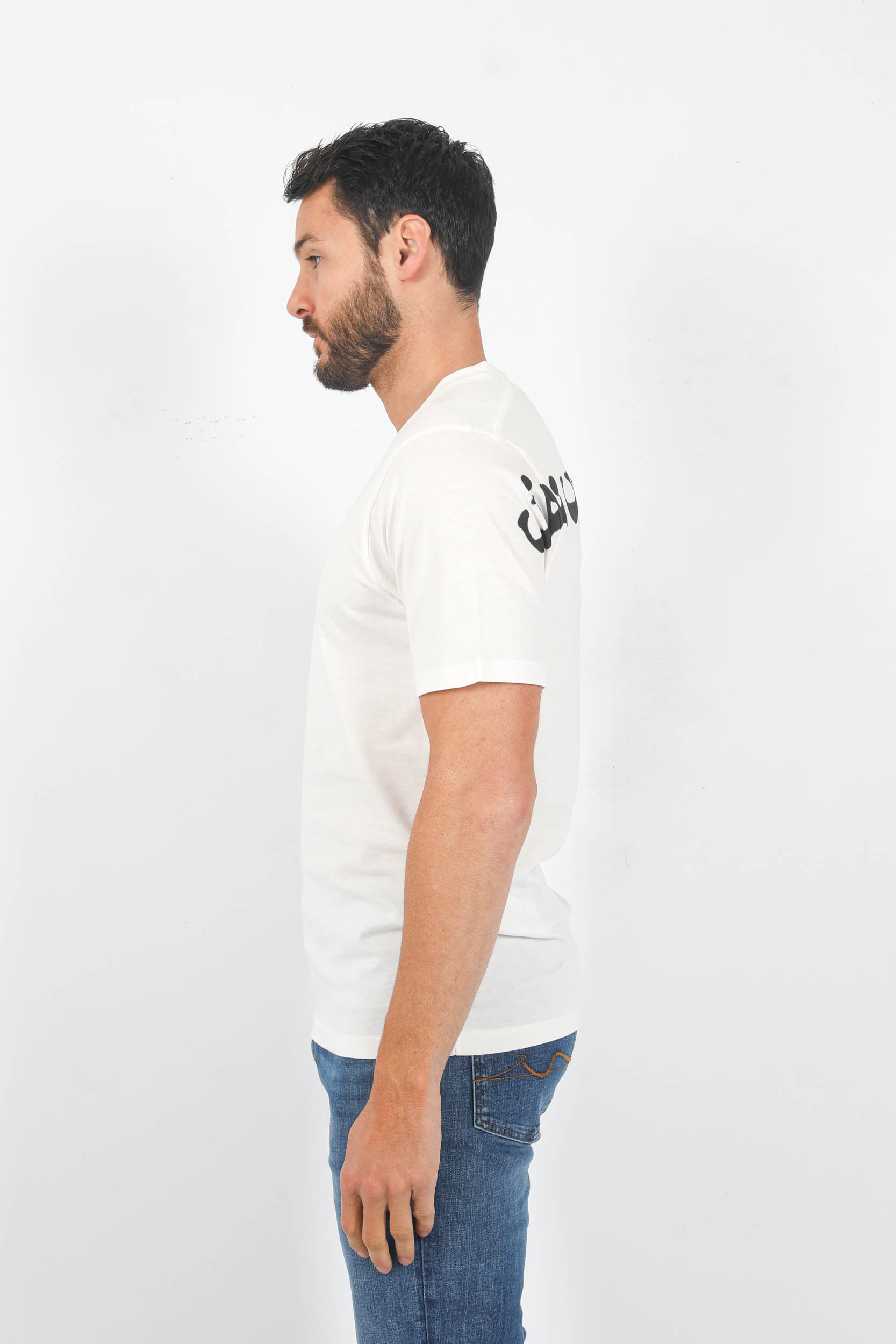 T-SHIRT C.P COMPANY BLANC LOGO HORIZONTAL S241A-103