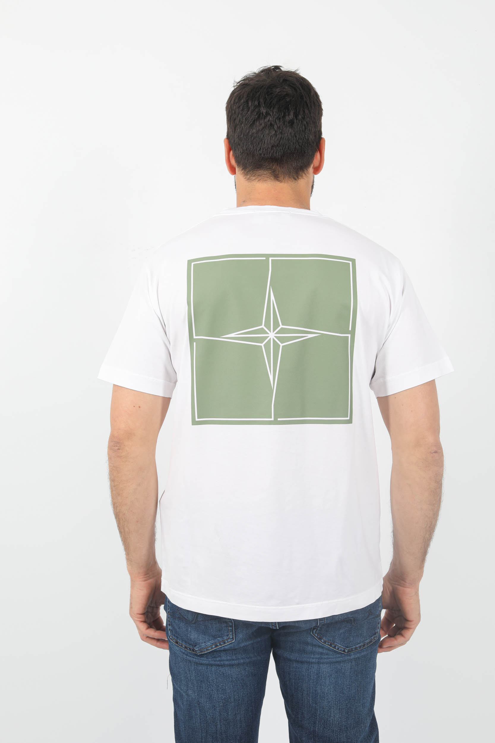 T-SHIRT STONE ISLAND BLANC LOGO CARRE 78152NS81-V0001