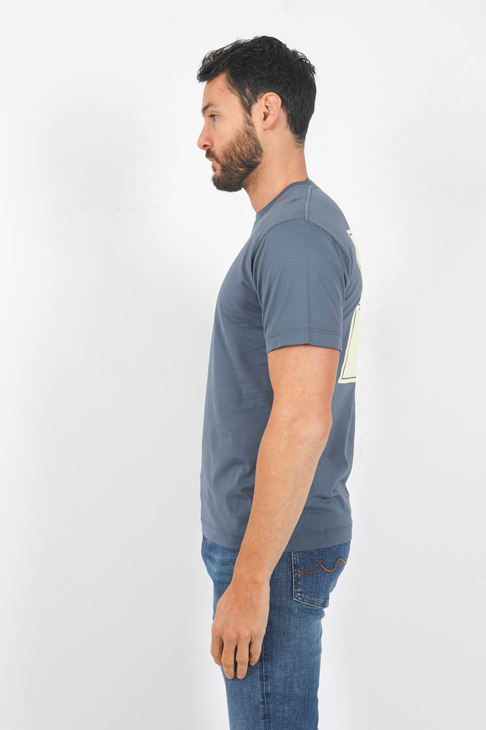 T-SHIRT STONE ISLAND BLEU LOGO CARRE 78152NS81-V0024