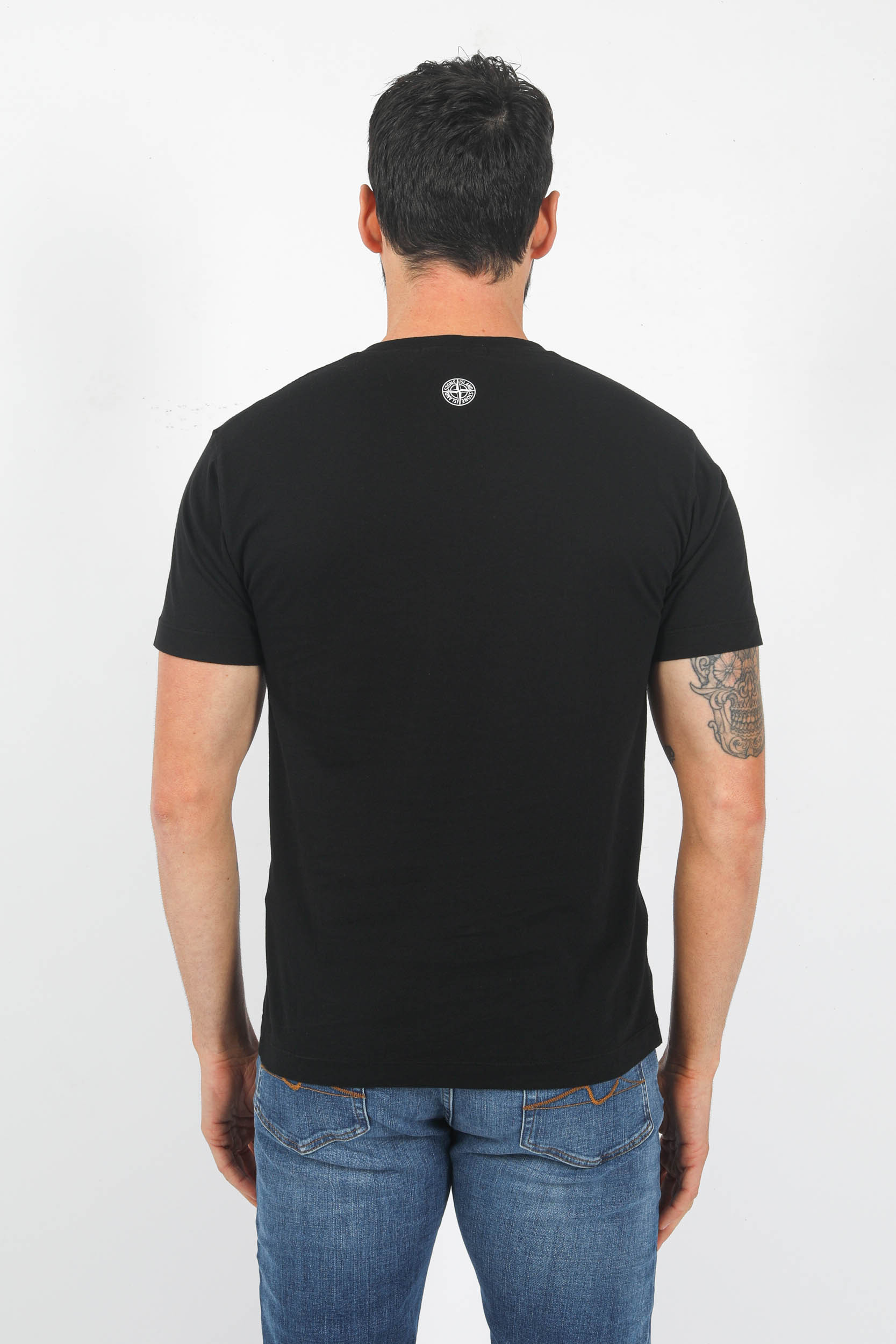T-SHIRT STONE ISLAND NOIR LOGO PRINT 78152NS90-V0029