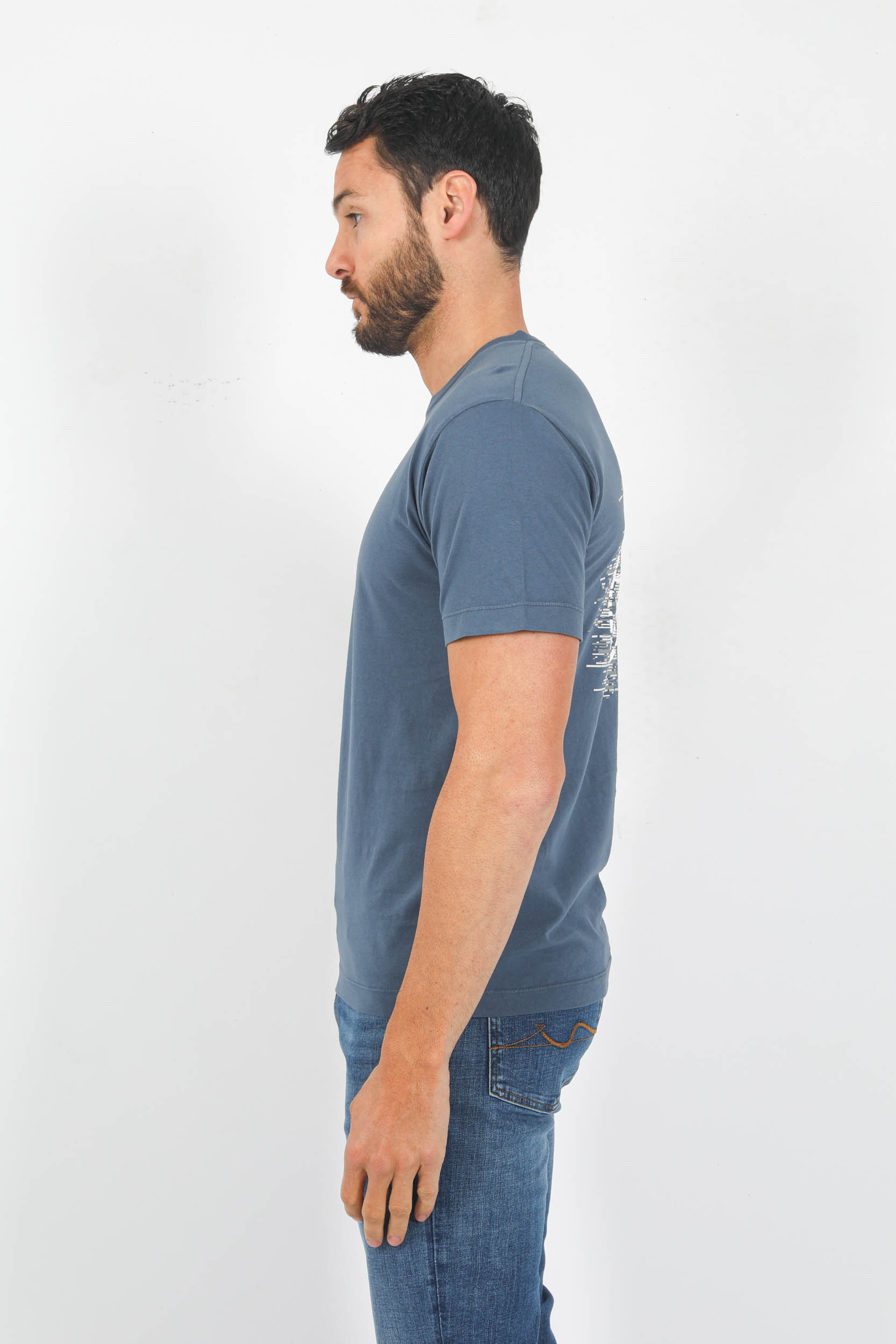 T-SHIRT STONE ISLAND BLEU LOGO DOS PRINT 78152NS89-V0024