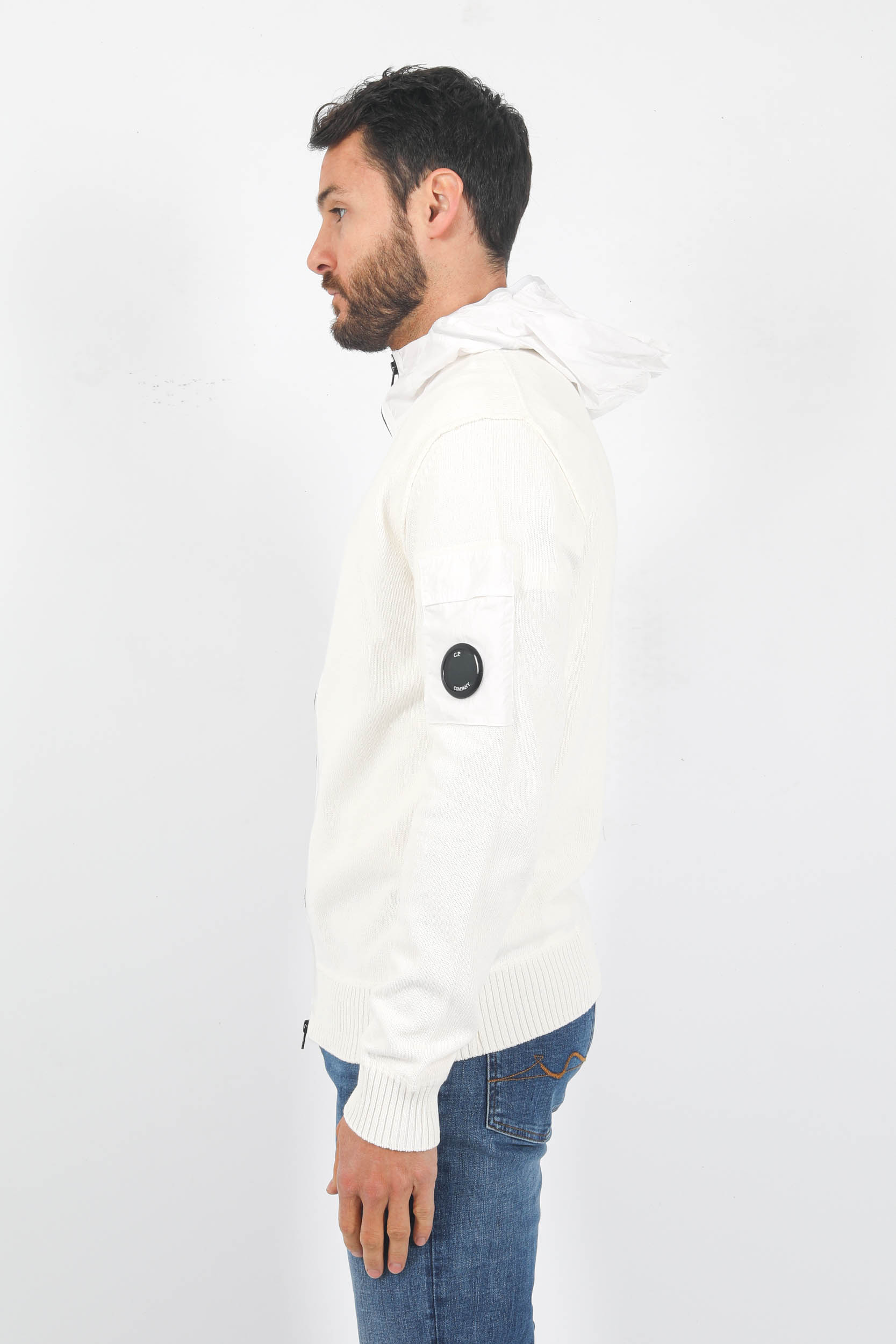 GILET ZIPPE C.P COMPANY BI MATIERE BLANC N185A-103