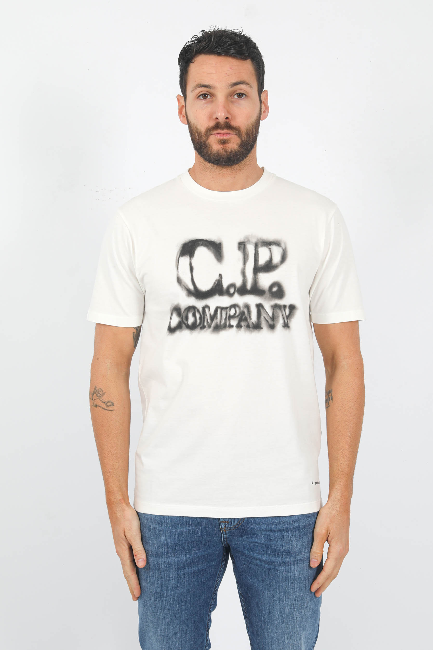 T-SHIRT C.P COMPANY BLANC GROS LOGO S348A-103