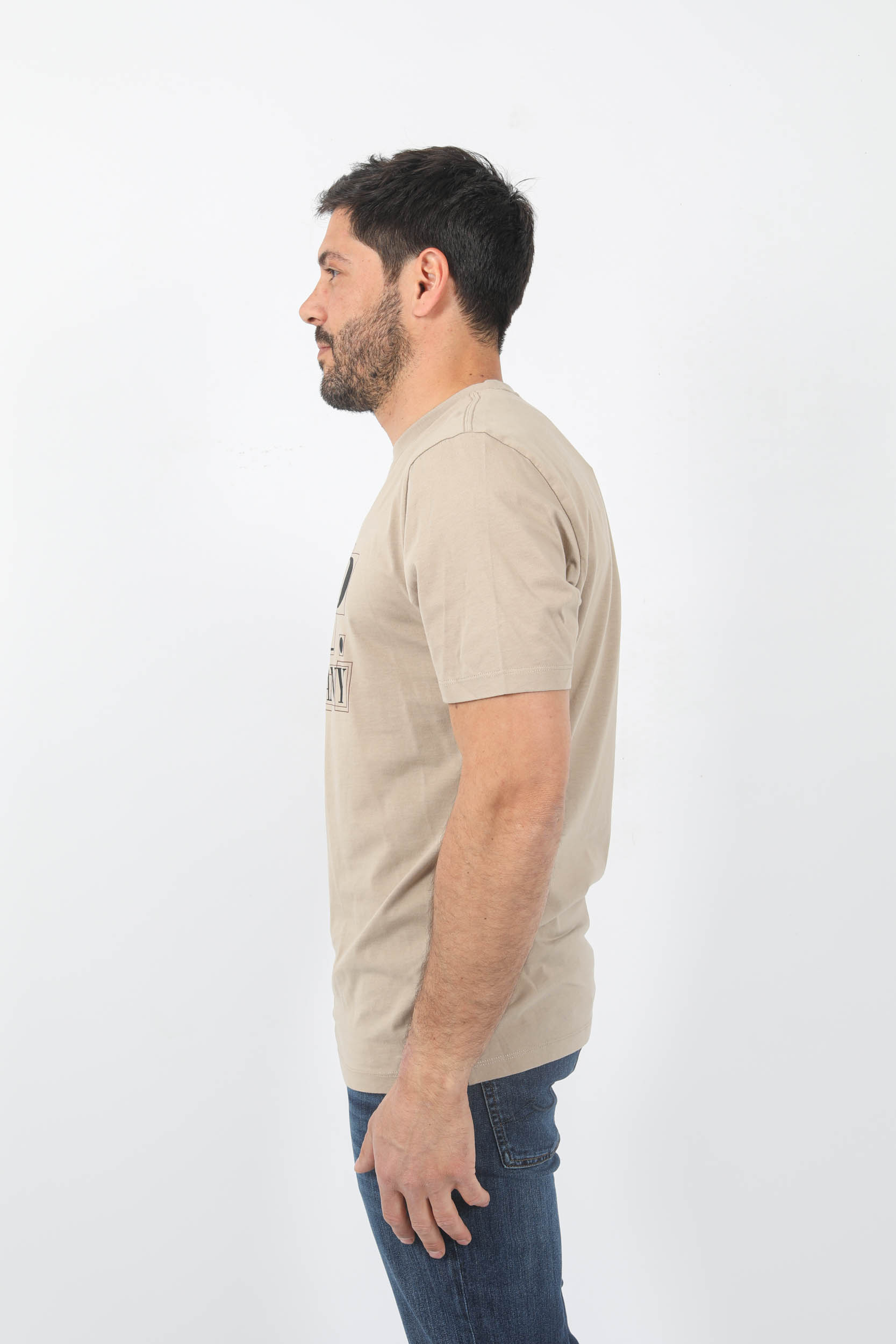 T-SHIRT C.P COMPANY BEIGE LOGO CARRE S189A-330