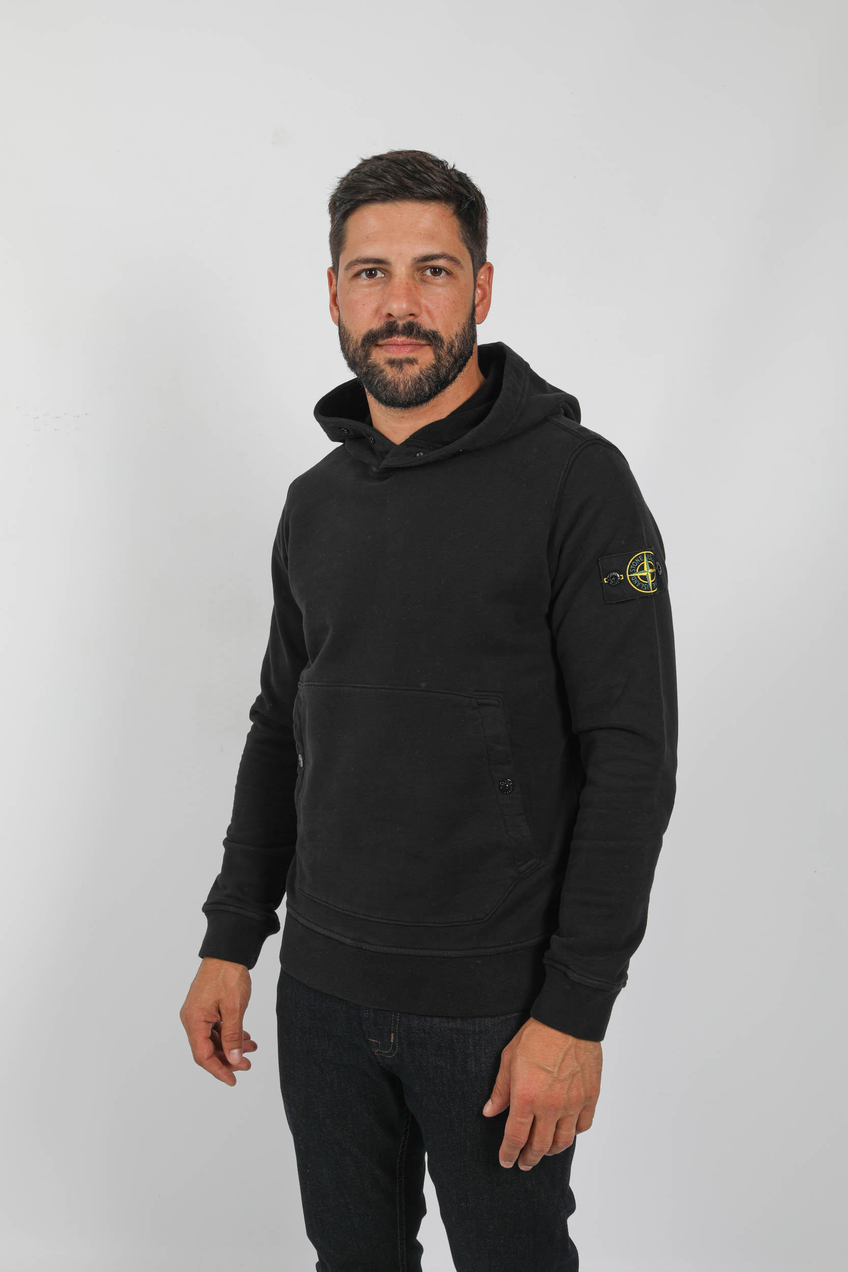 SWEAT A CAPUCHE STONE ISLAND NOIR 791561720 V0029
