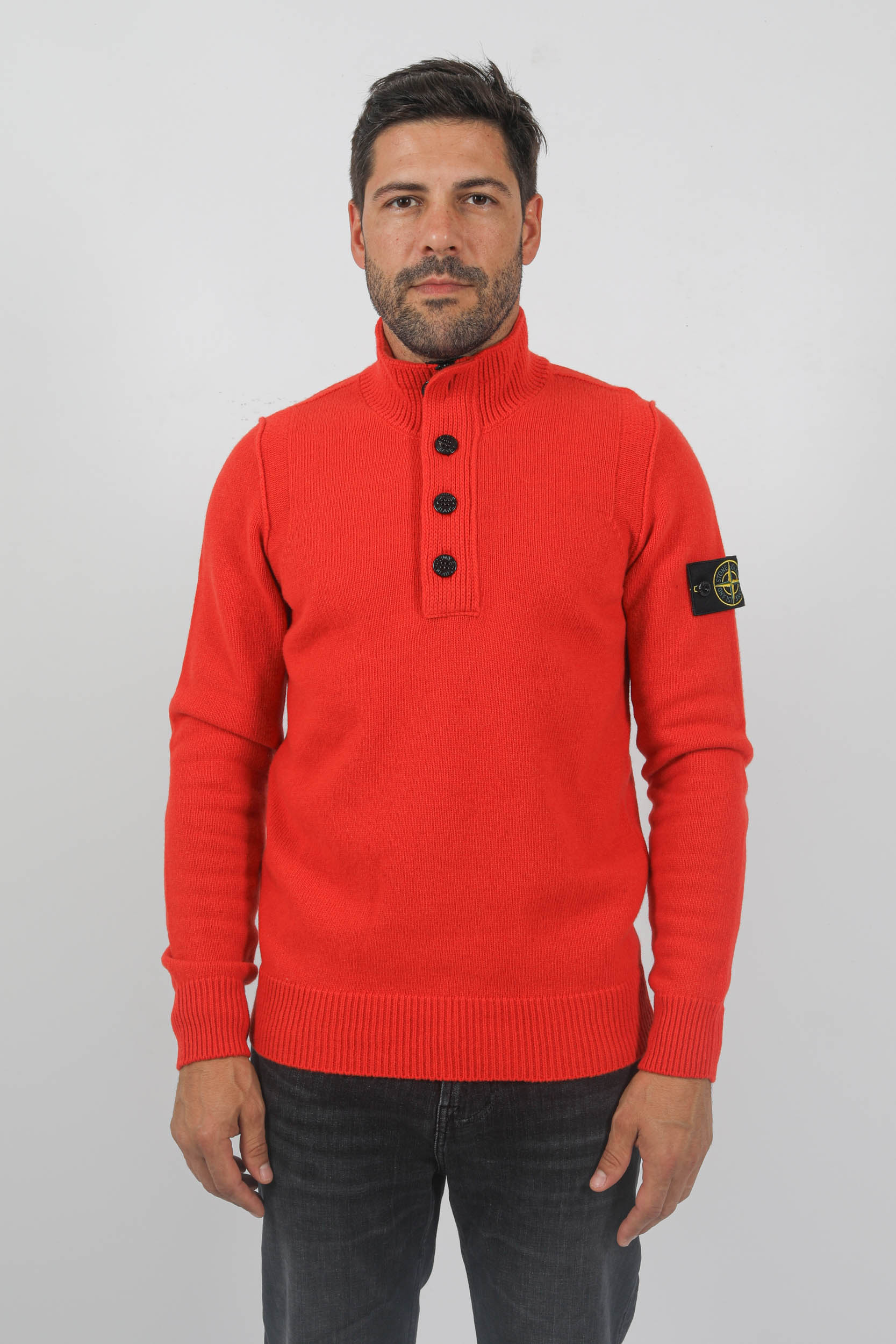 PULL STONE ISLAND COL CAMIONNEUR ROUGE 7915540A3-V0037
