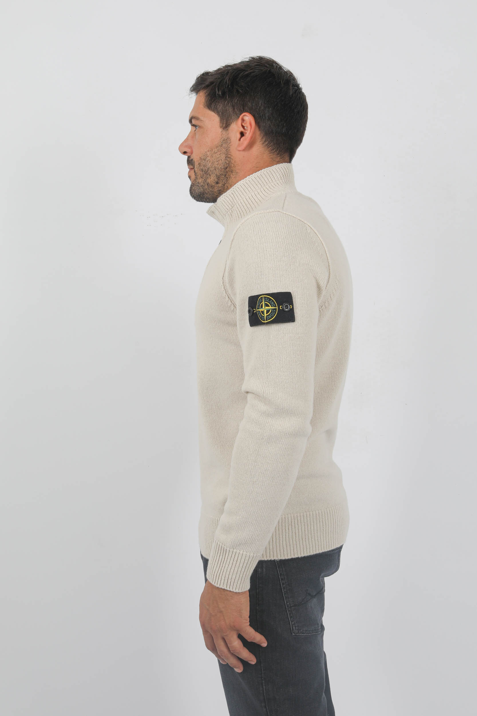 PULL STONE ISLAND COL CAMIONNEUR BEIGE 7915540A3-V0097