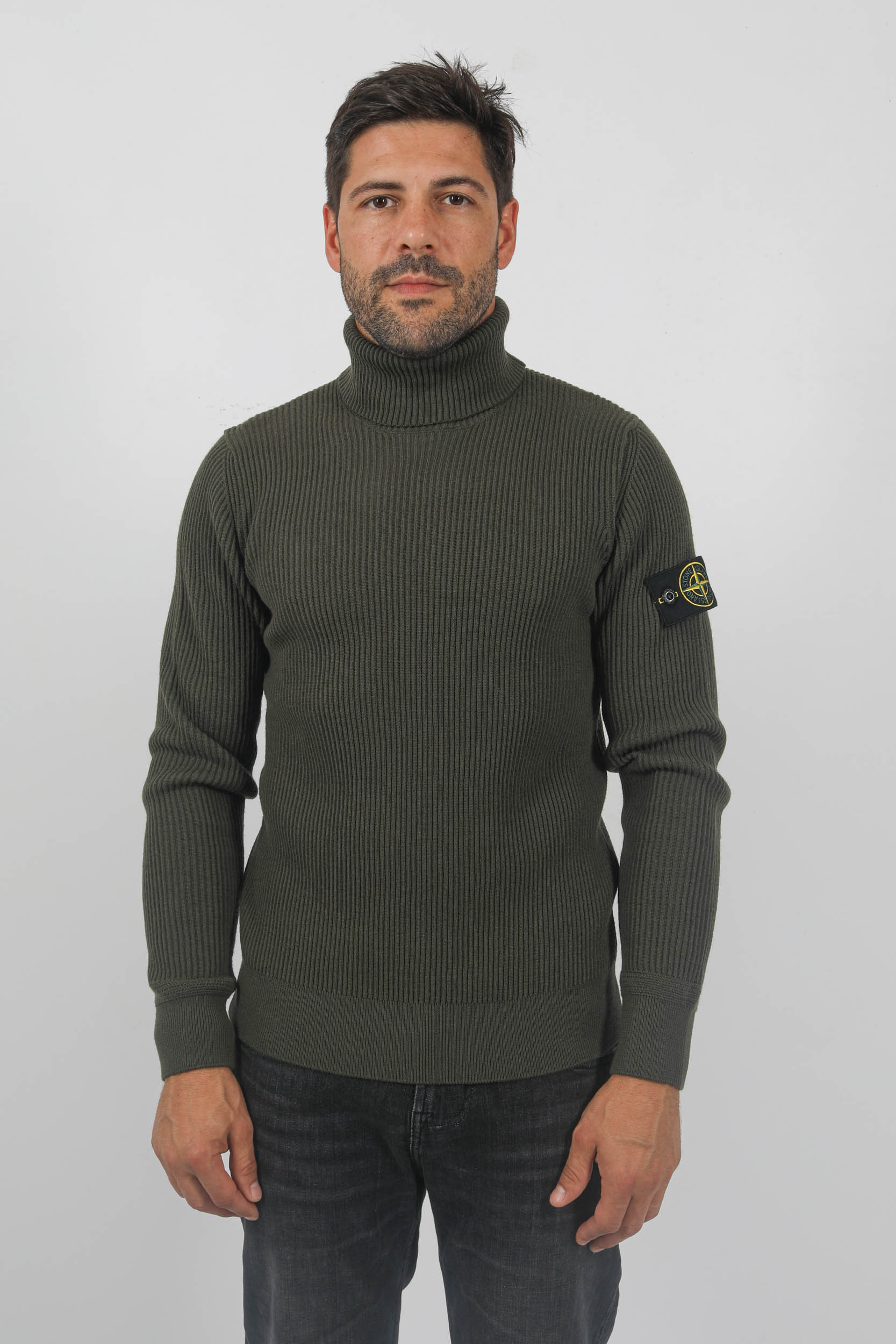 PULL STONE ISLAND COL ROULE COTES ANGLAISES KAKI 7915552C2-V0058