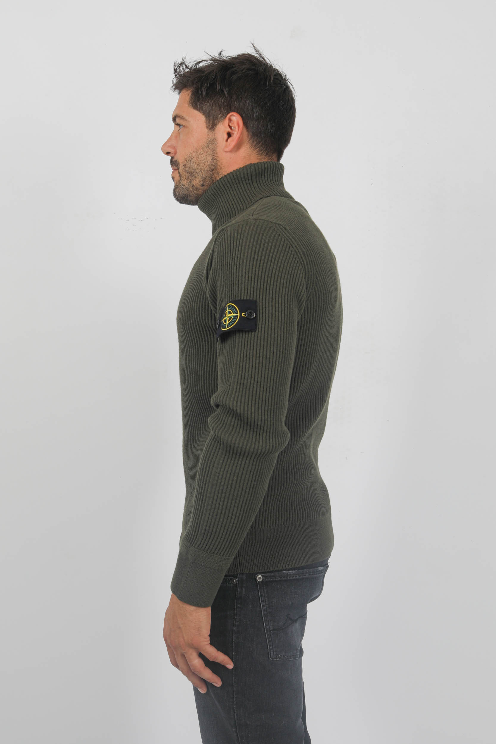PULL STONE ISLAND COL ROULE COTES ANGLAISES KAKI 7915552C2-V0058
