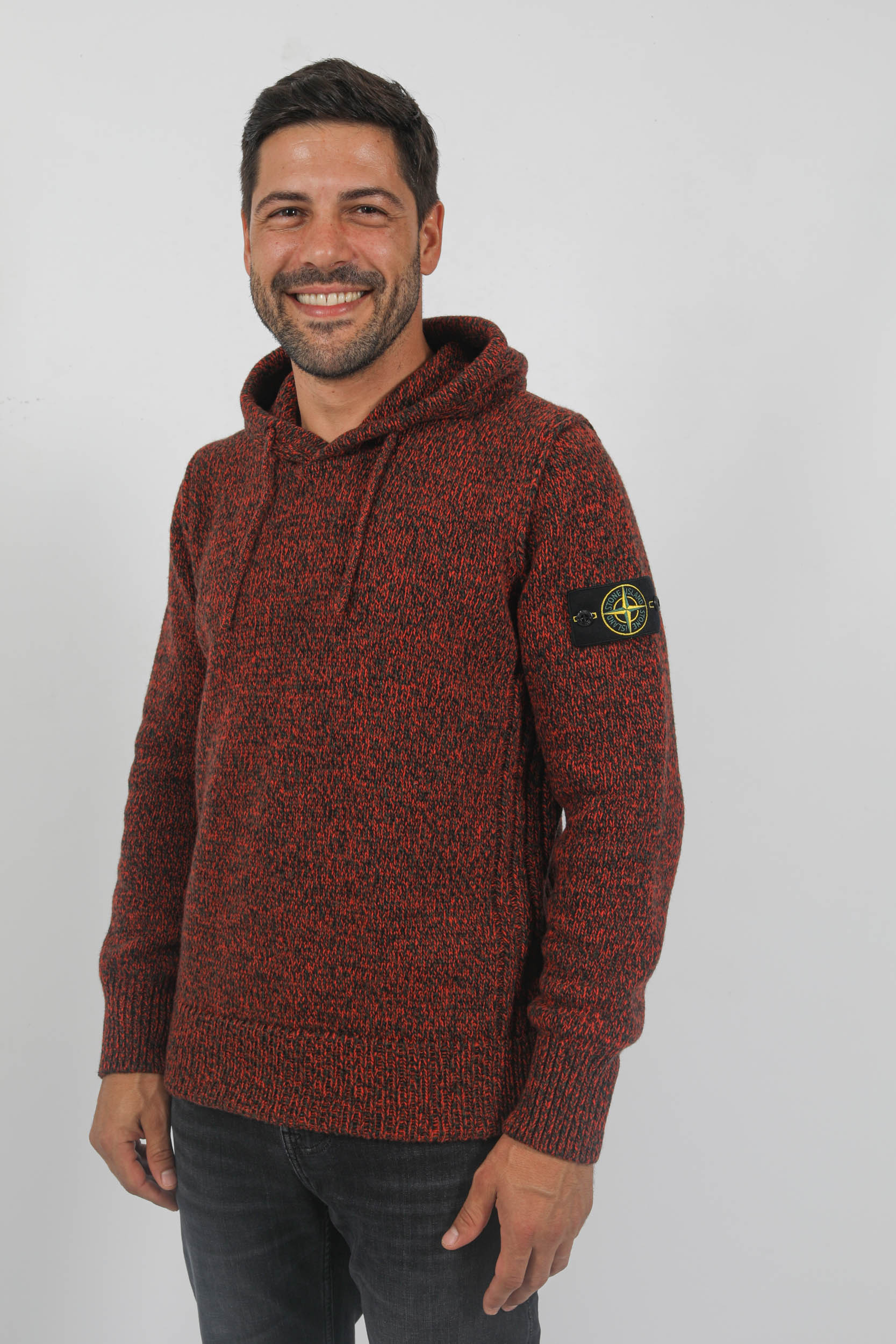 PULL STONE ISLAND LAINE D AGNEAU ROUGE NOIR 7915559A4 V0037