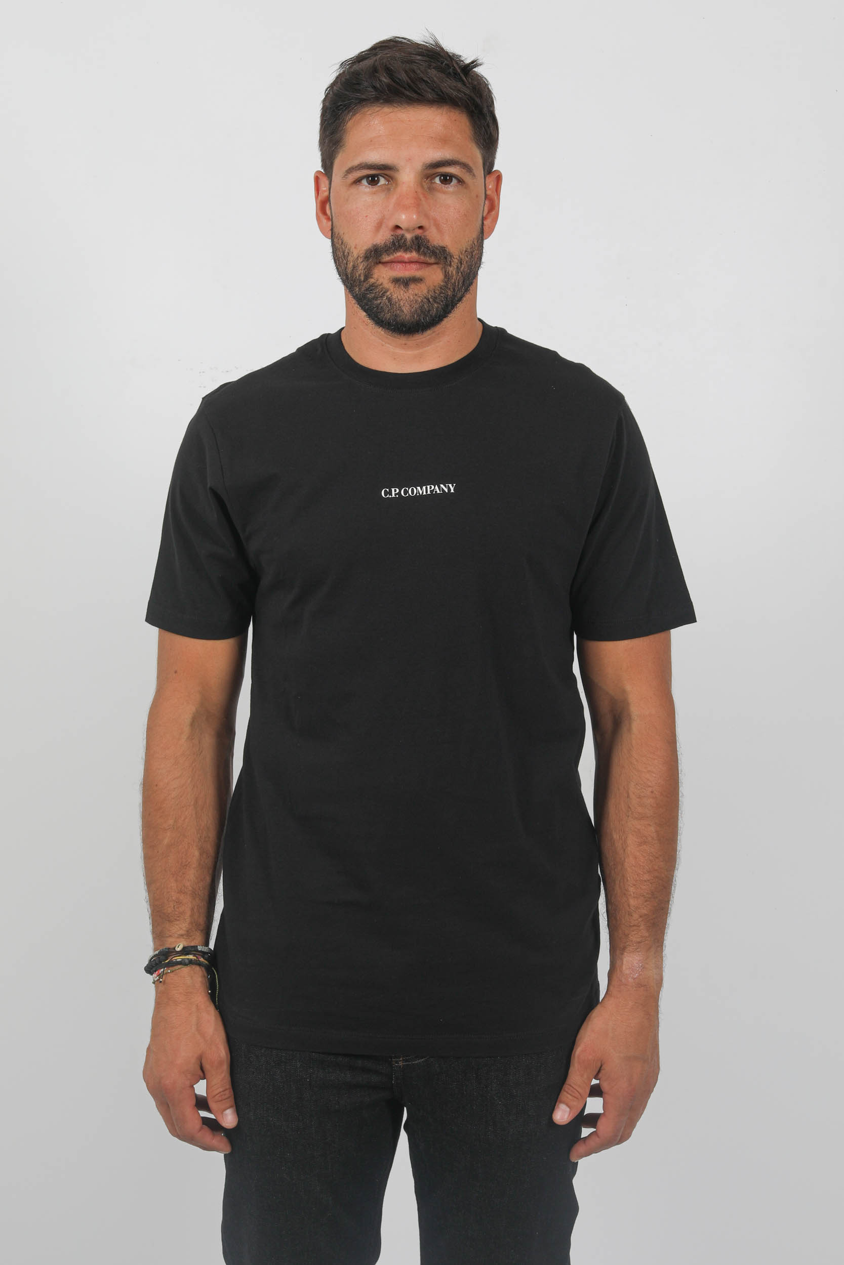 T-SHIRT C.P COMPANY NOIR LOGO CENTRAL S048A-999