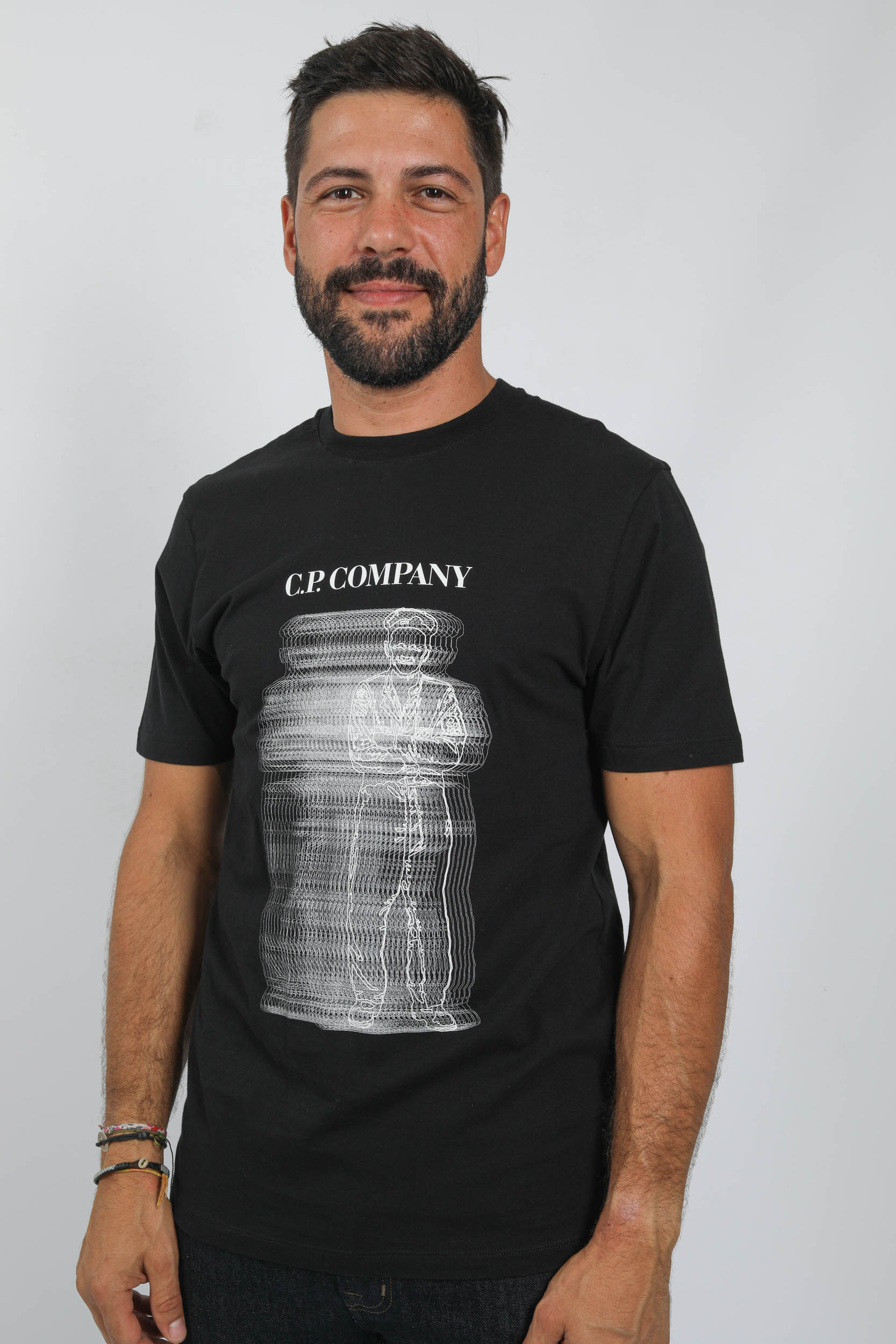 T-SHIRT C.P COMPANY NOIR LOGO IMPRIME S242A-999