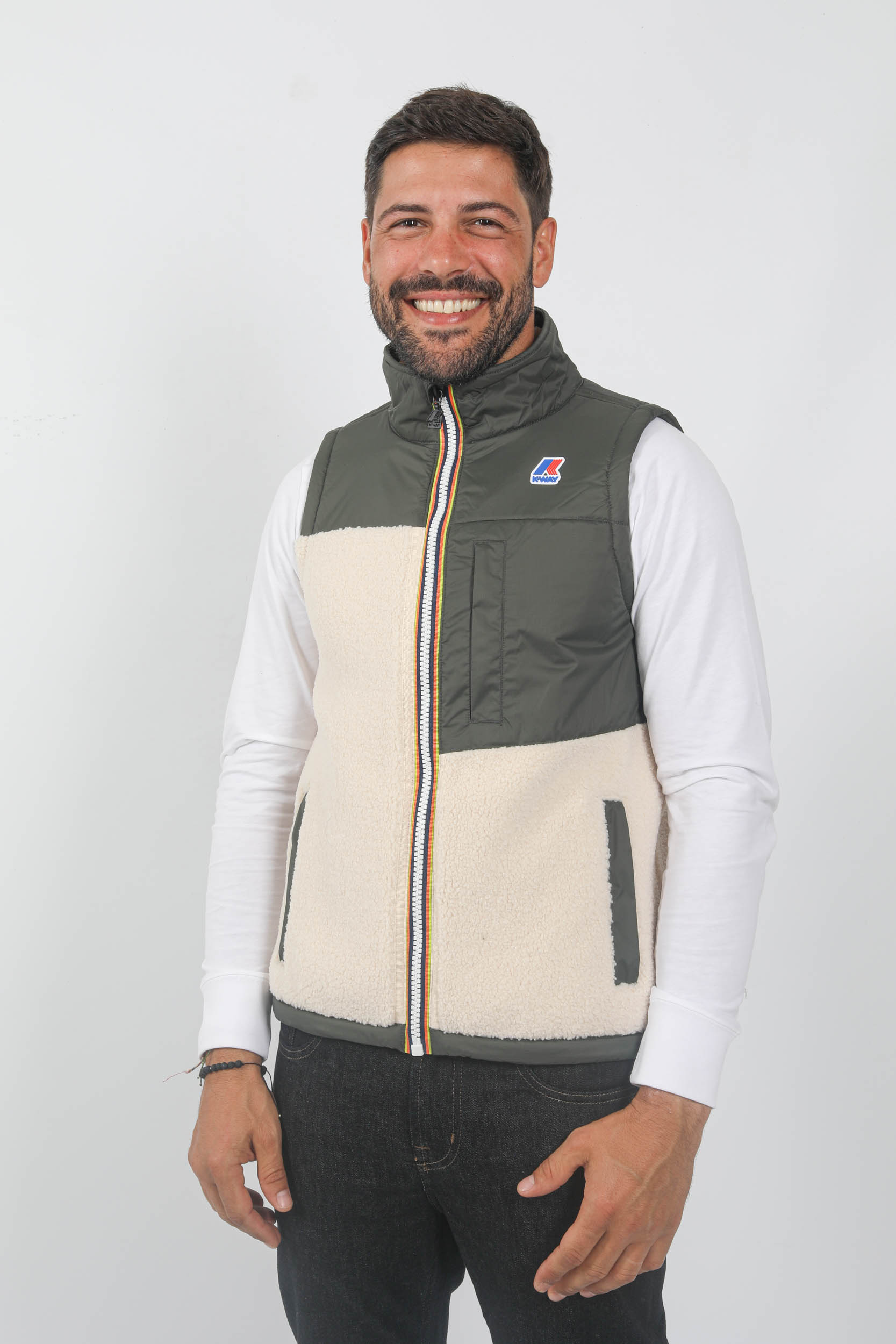 BLOUSON SANS MANCHES KWAY BI-MATIERE KAKI K7115VW-B0A