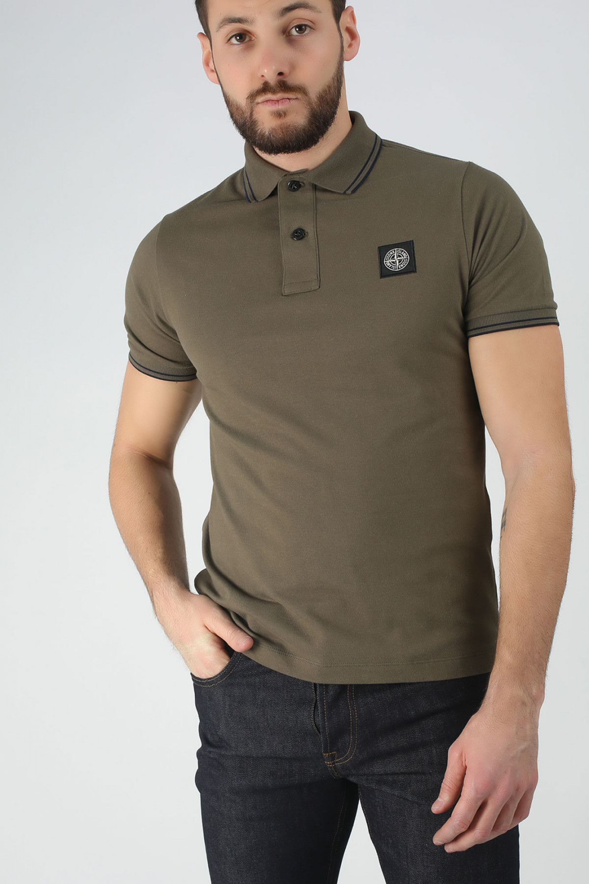 Khaki stone island hotsell polo