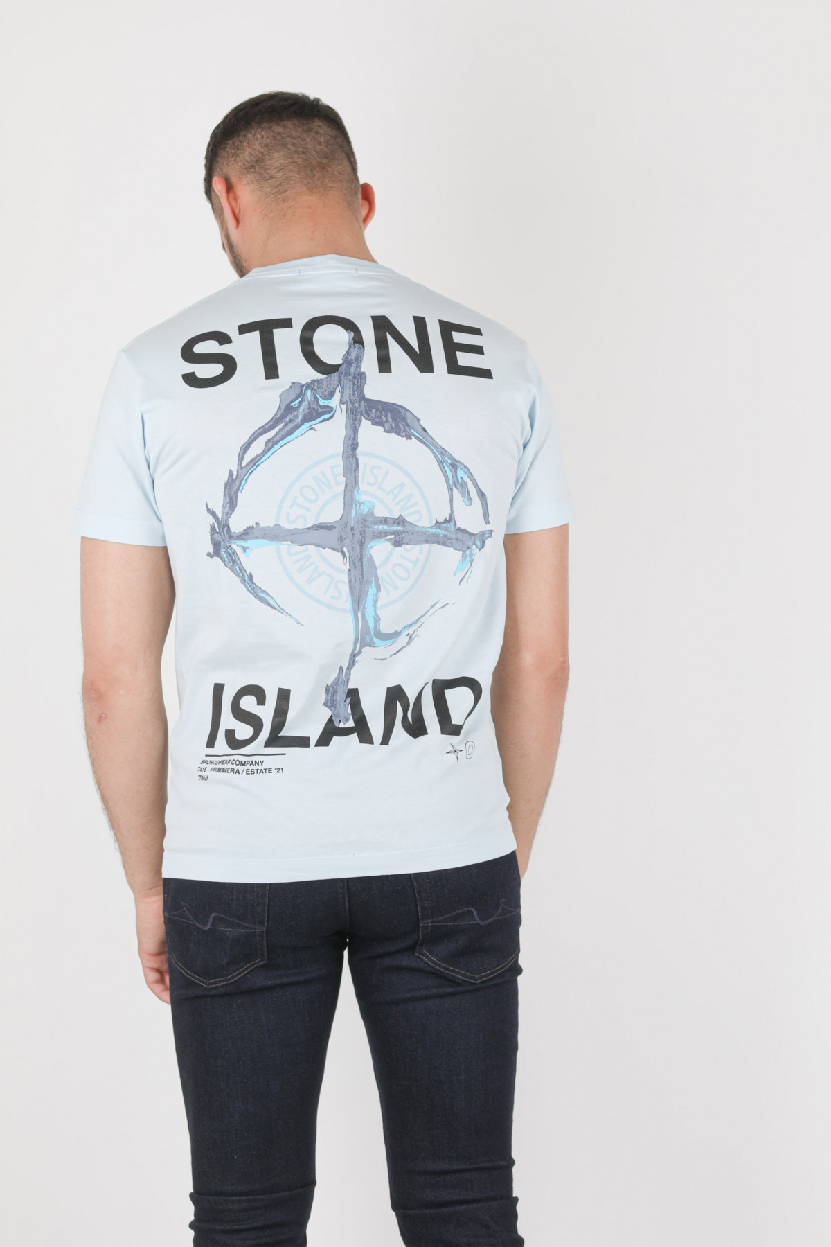 T shirt sales stone island bleu