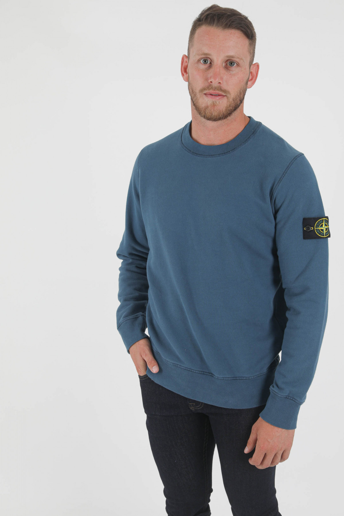 Sweat stone island sale bleu