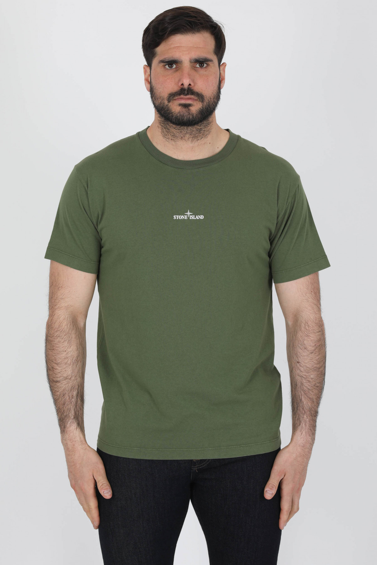 Khaki stone island t hotsell shirt