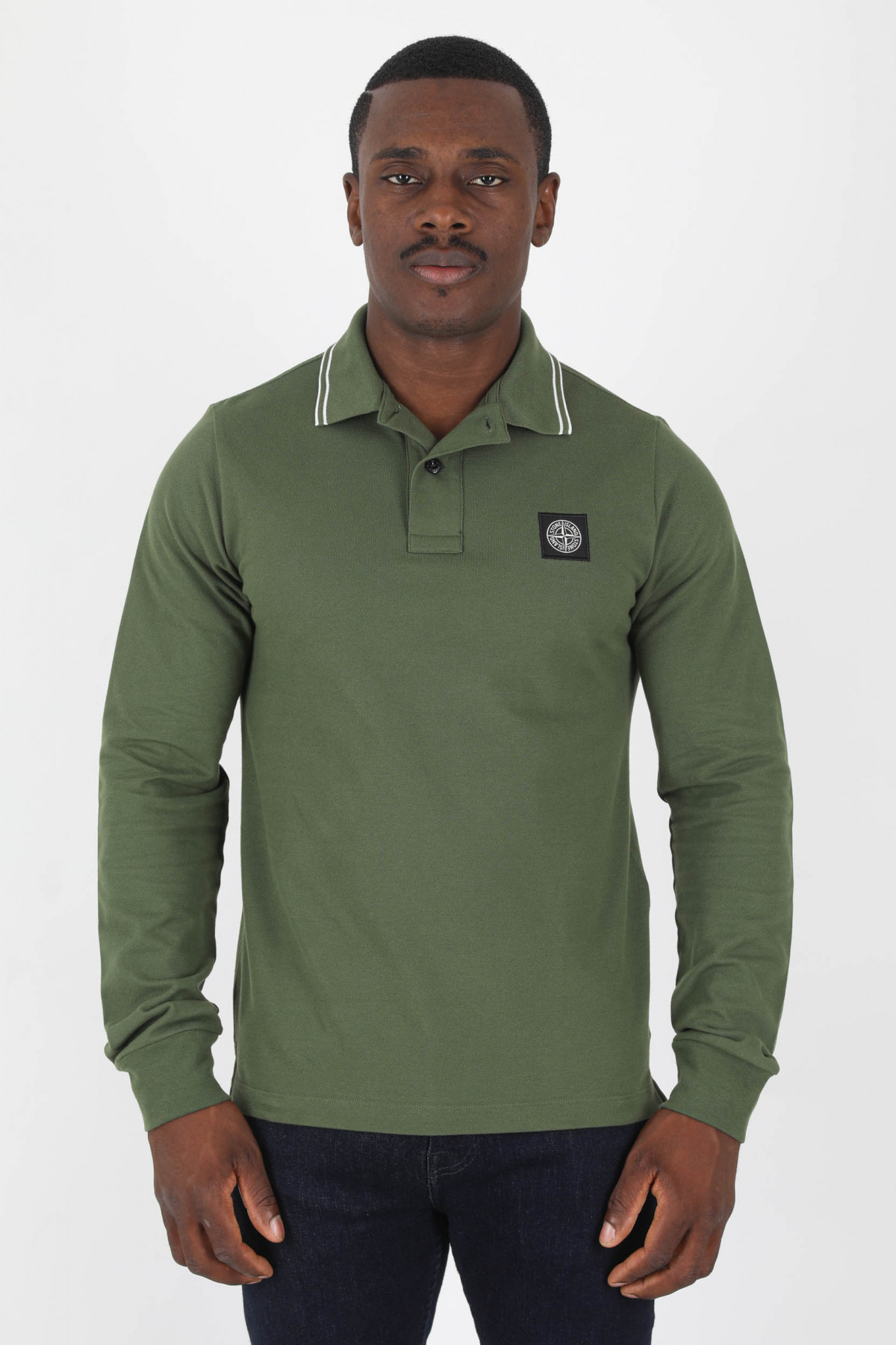 POLO MANCHES LONGUES STONE ISLAND KAKI 77152SS18V0058
