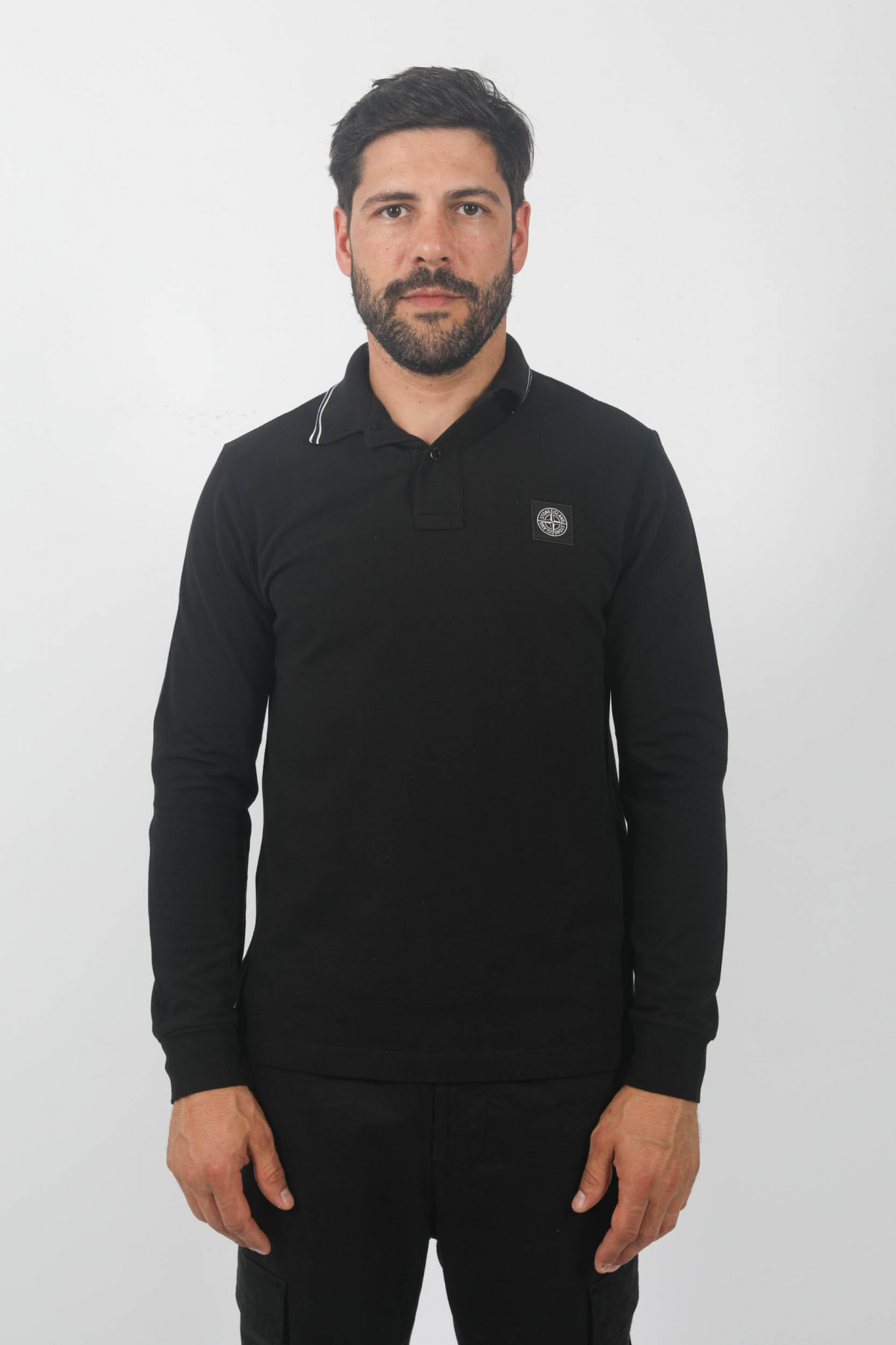 POLO MANCHES LONGUES STONE ISLAND NOIR 79152SL18A0029