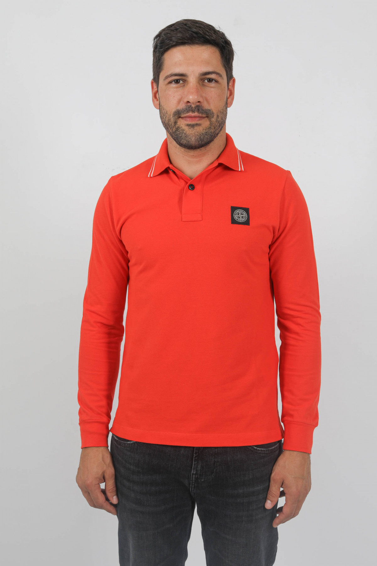 POLO MANCHES LONGUES STONE ISLAND ROUGE 79152SL18V0037