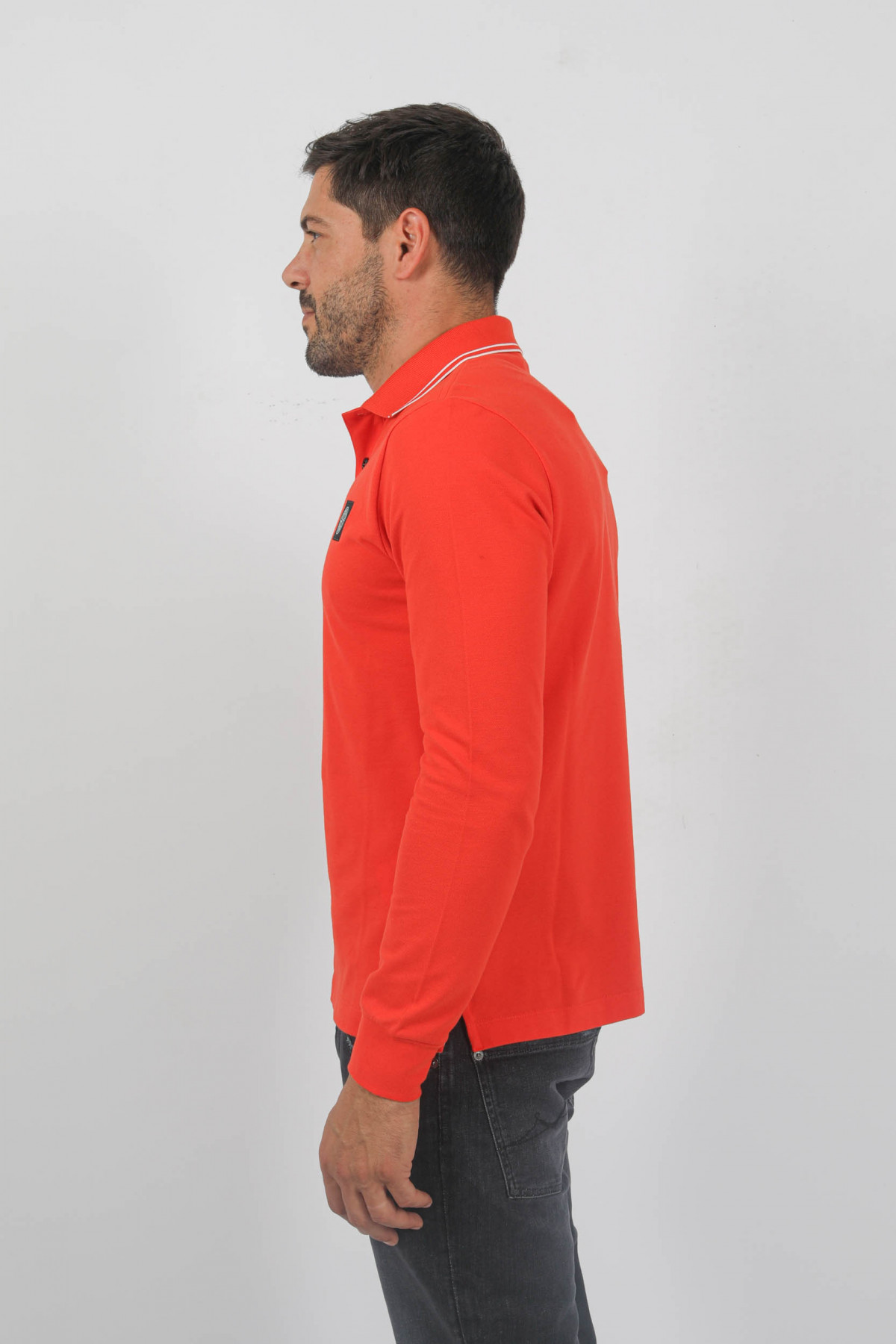 POLO MANCHES LONGUES STONE ISLAND ROUGE 79152SL18V0037